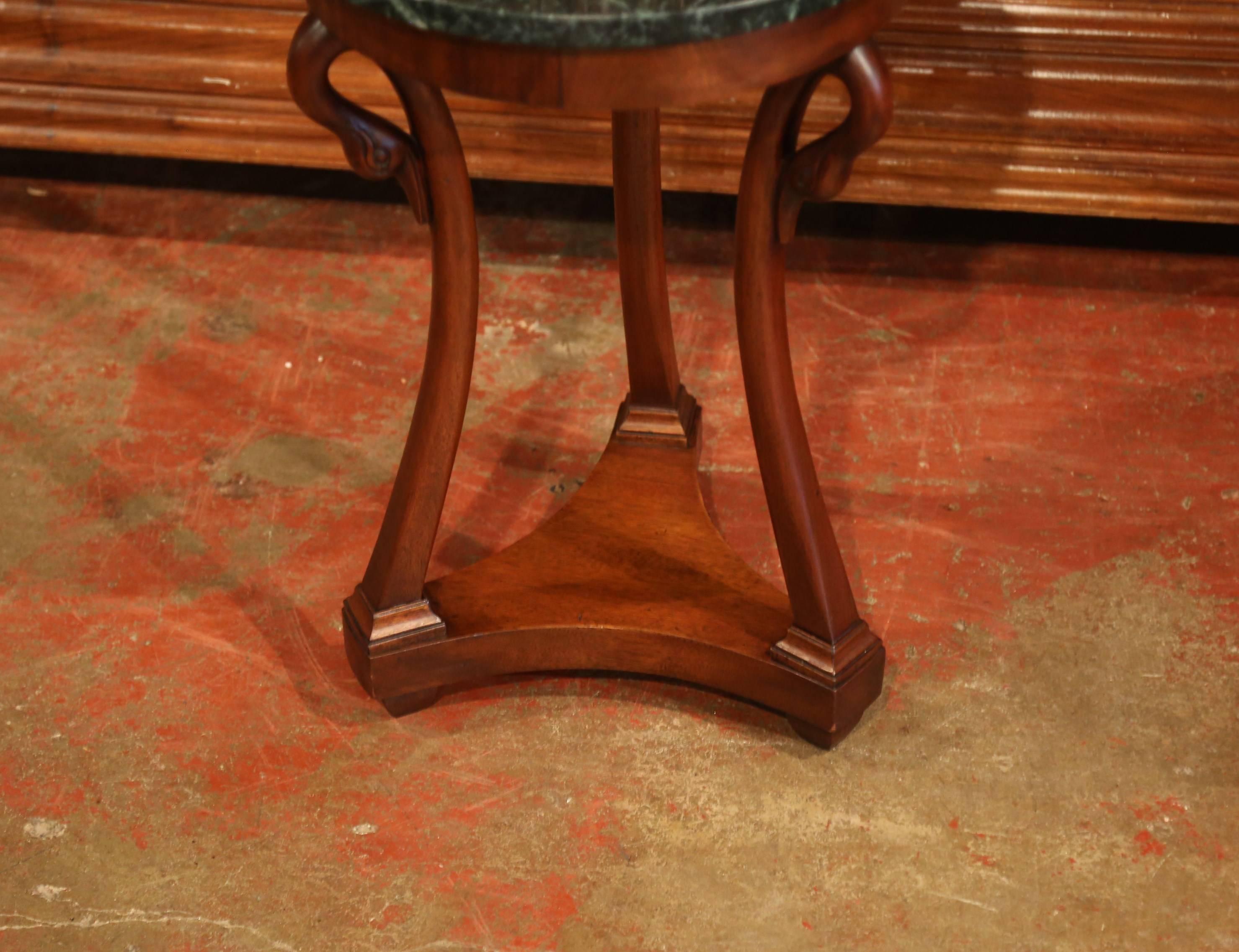 Early 20th Century French Directoire Carved Walnut Side Table with Marble Top 4