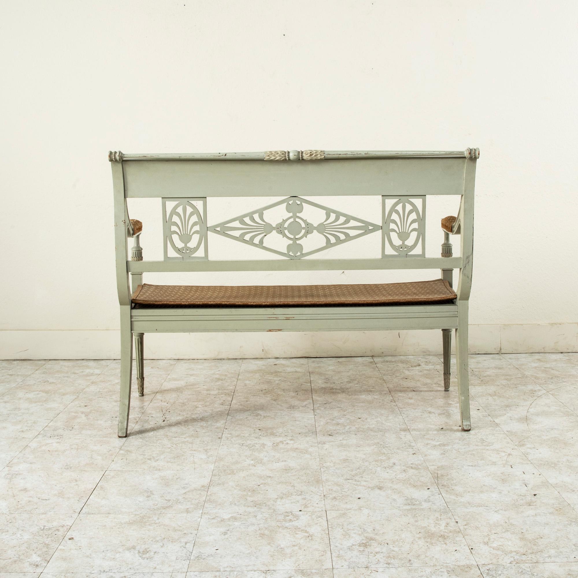 Early 20th Century French Directoire Style Painted Ash Banquette, Settee For Sale 1