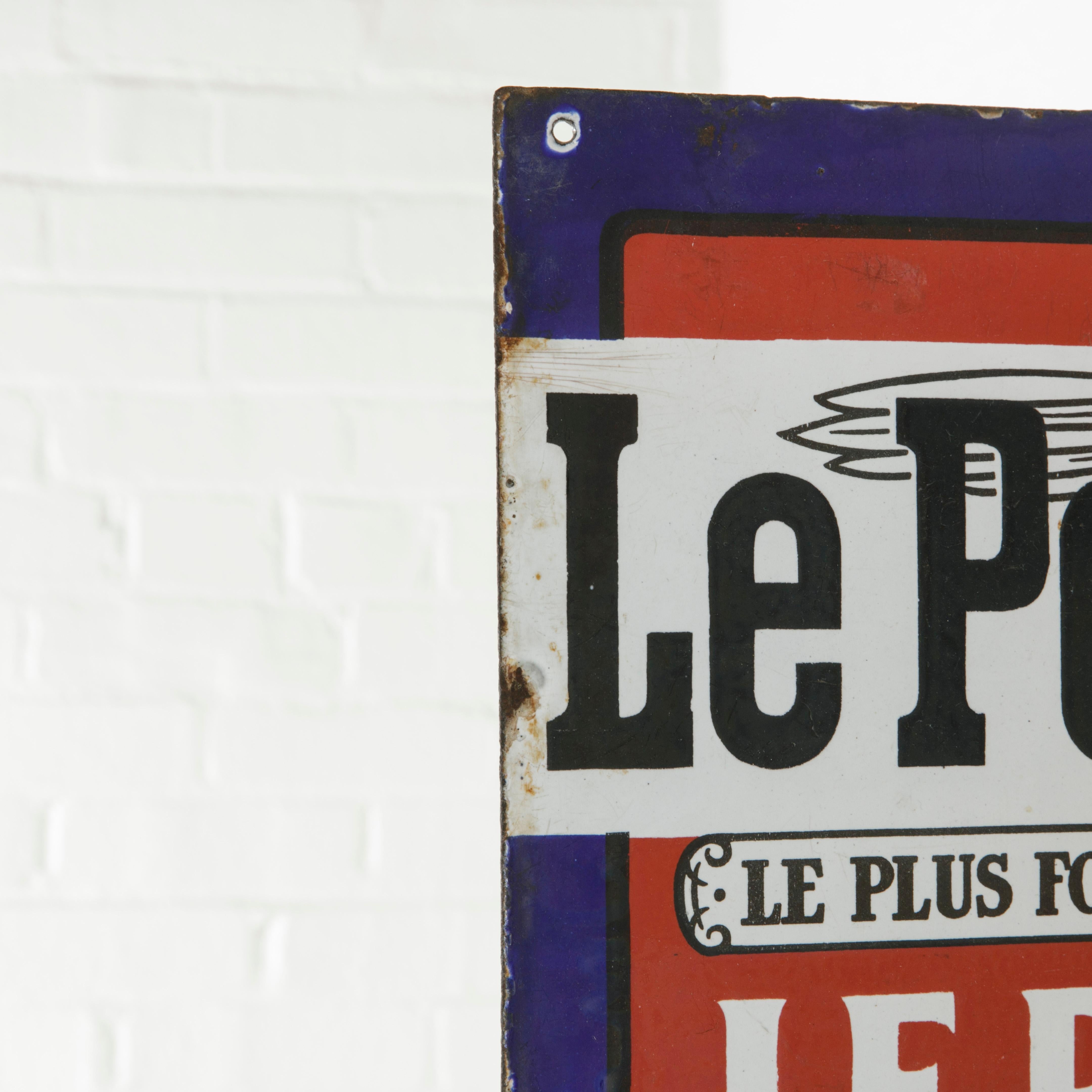 Early 20th Century French Double Faced Enameled Metal Sign for Le Petit Parisien 2
