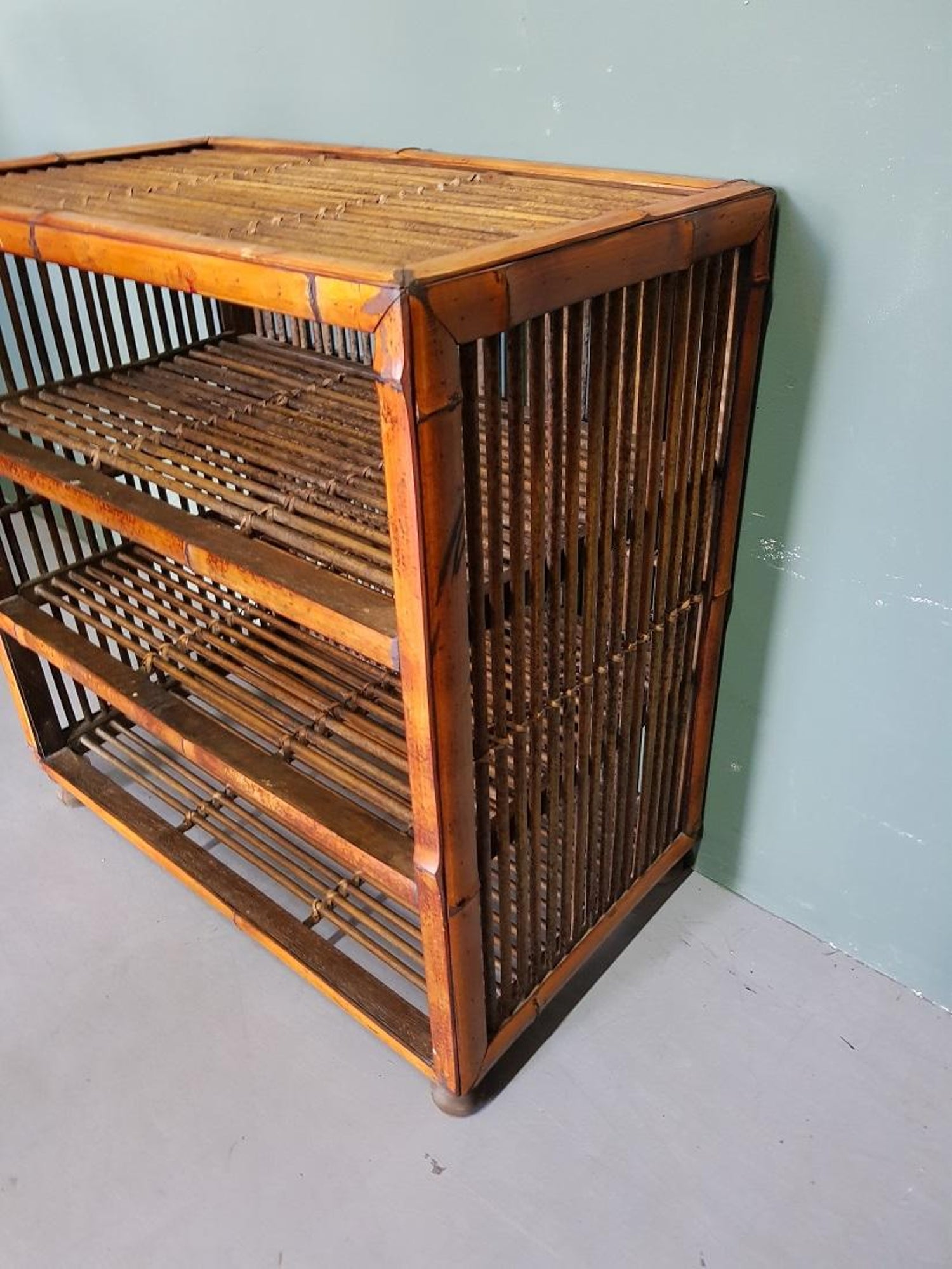Early 20th Century French Drying Cabinet Finished With Bamboo At