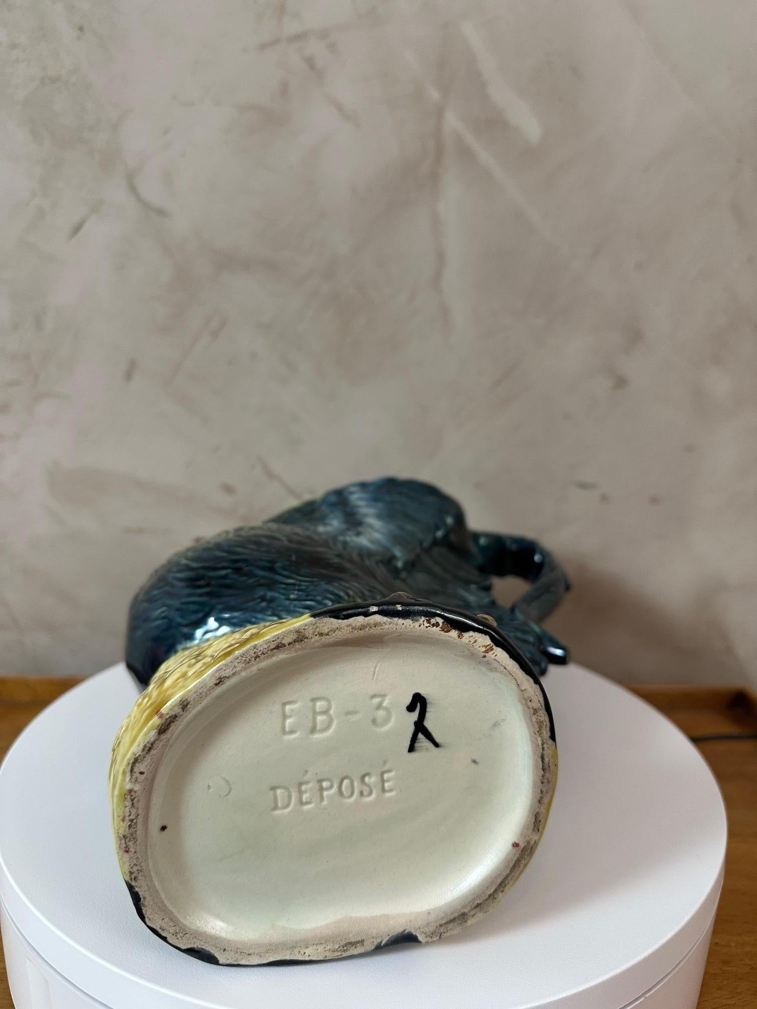 Early 20th century French Earthenware Rooster Pitcher, 1900s For Sale 5