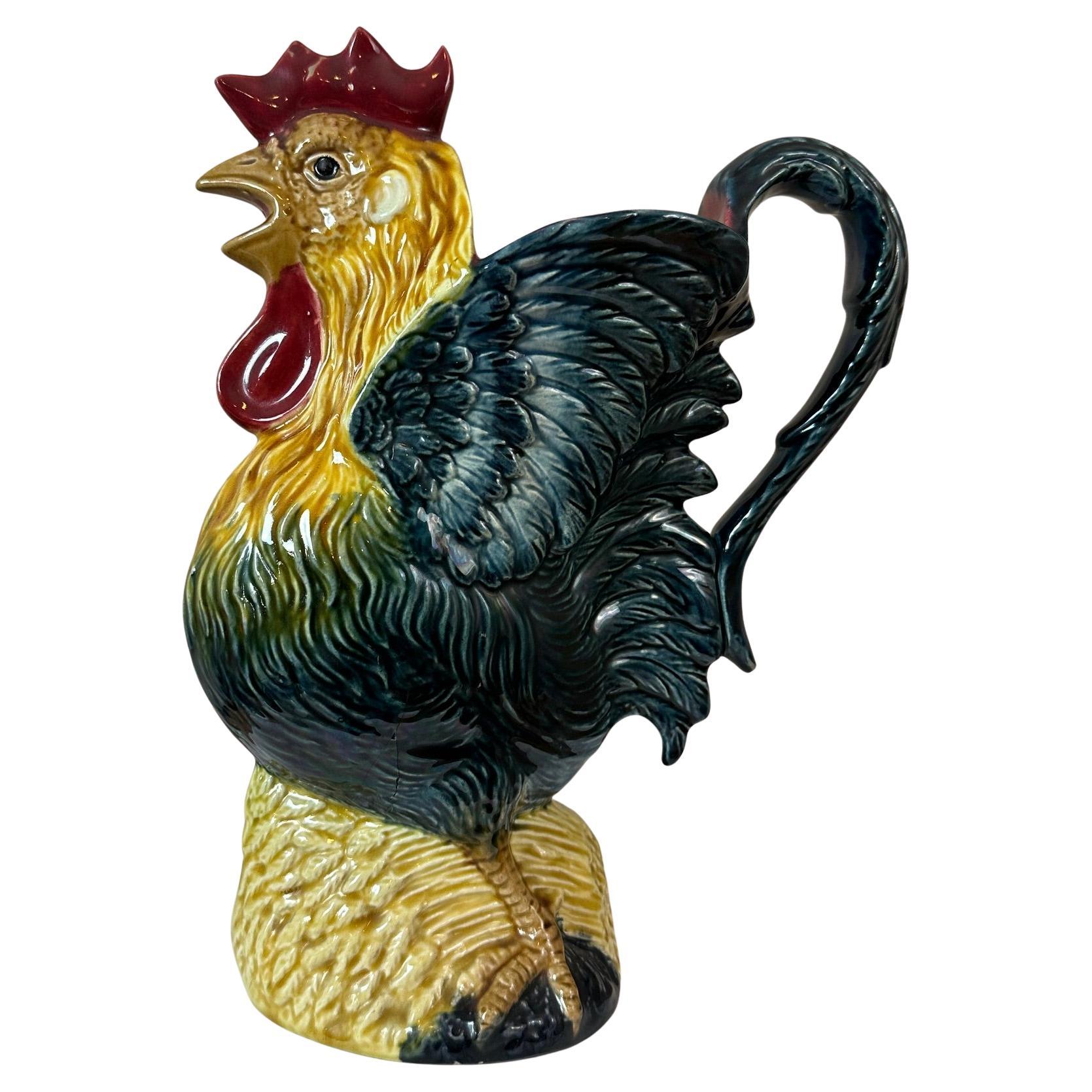 Early 20th century French Earthenware Rooster Pitcher, 1900s For Sale