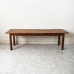 Early 20th Century French Elm Farm Table or Dining Table with Bread Board