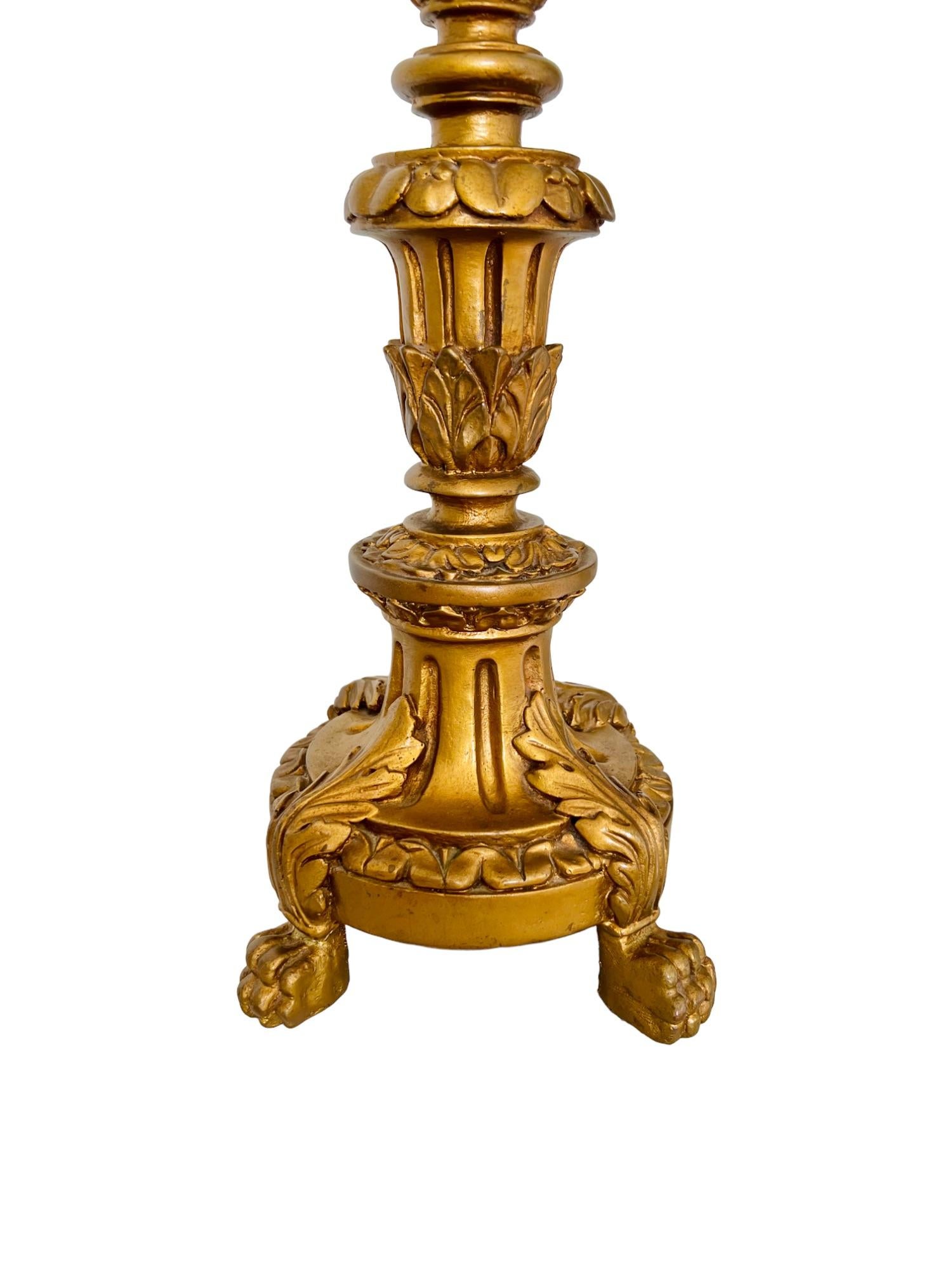 Early 20th Century French Empire Gilt Gesso Lamp For Sale 5
