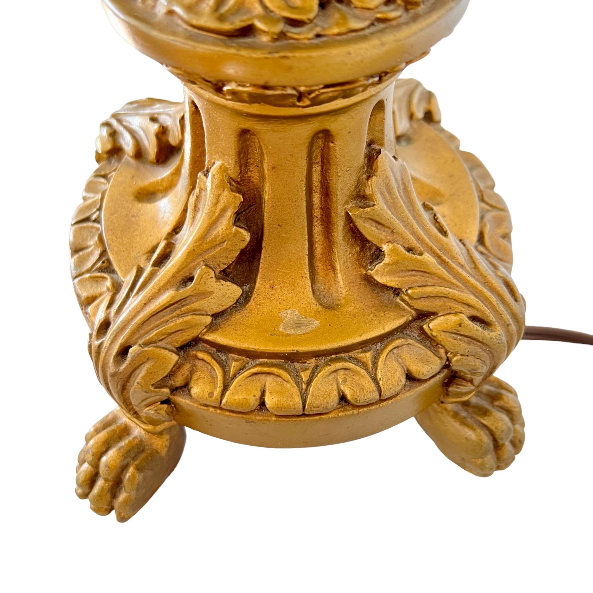 Early 20th Century French Empire Gilt Gesso Lamp For Sale 6