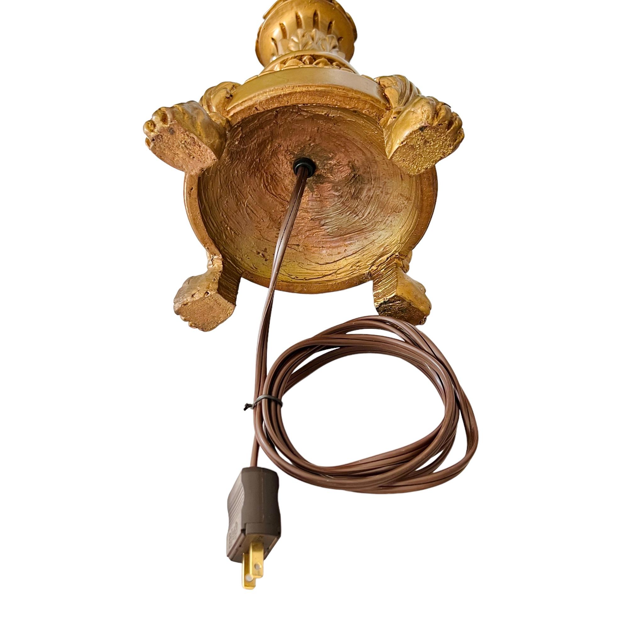 Early 20th Century French Empire Gilt Gesso Lamp For Sale 7
