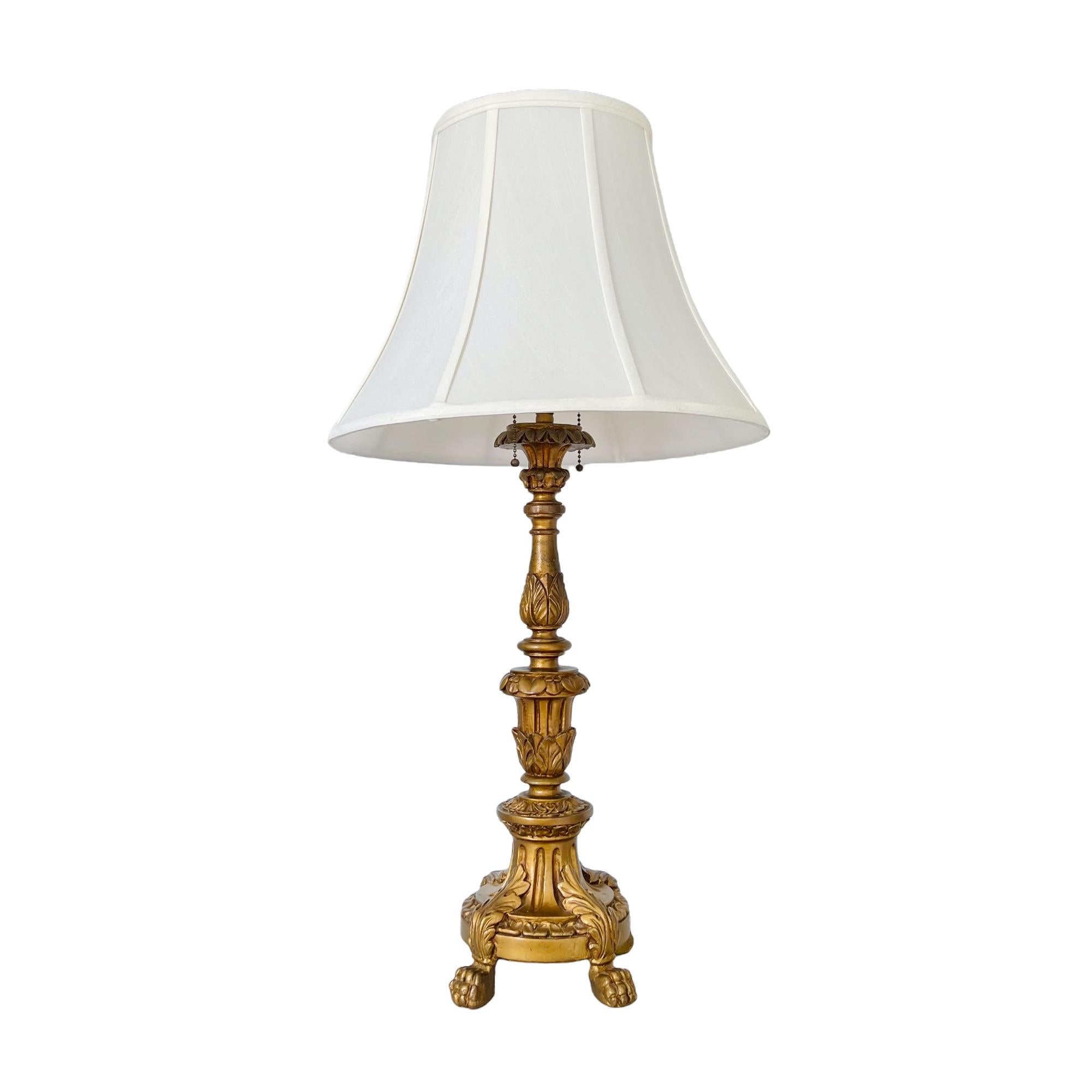 Cast Early 20th Century French Empire Gilt Gesso Lamp For Sale