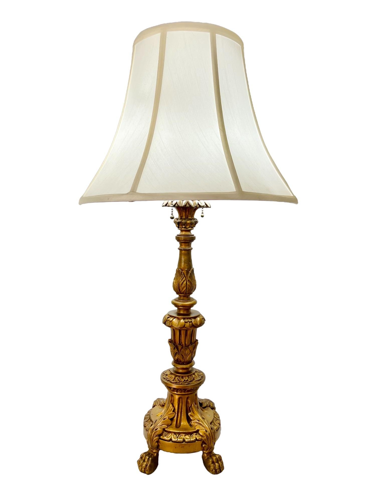 Early 20th Century French Empire Gilt Gesso Lamp In Good Condition For Sale In Harlingen, TX