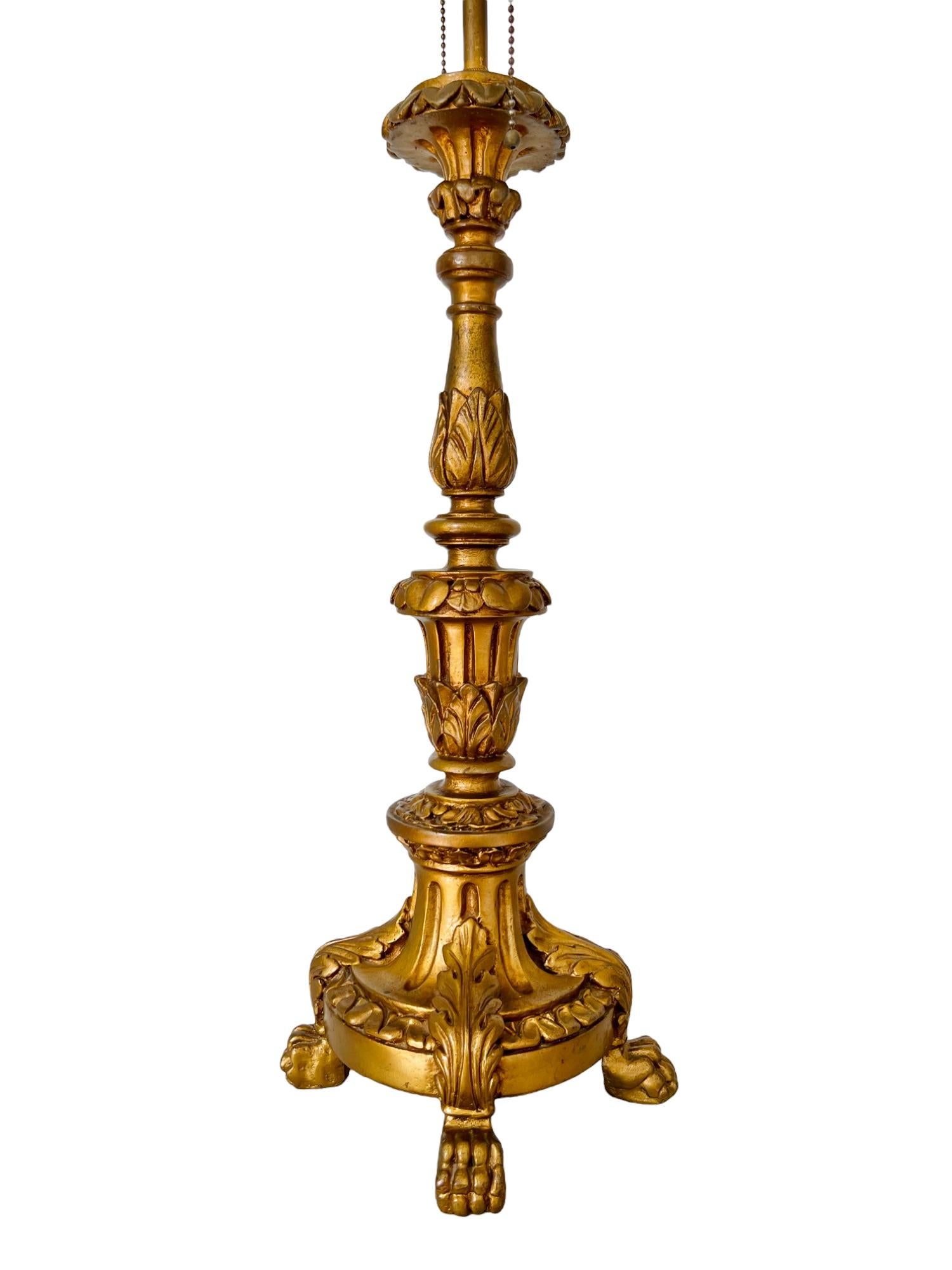 Early 20th Century French Empire Gilt Gesso Lamp For Sale 2