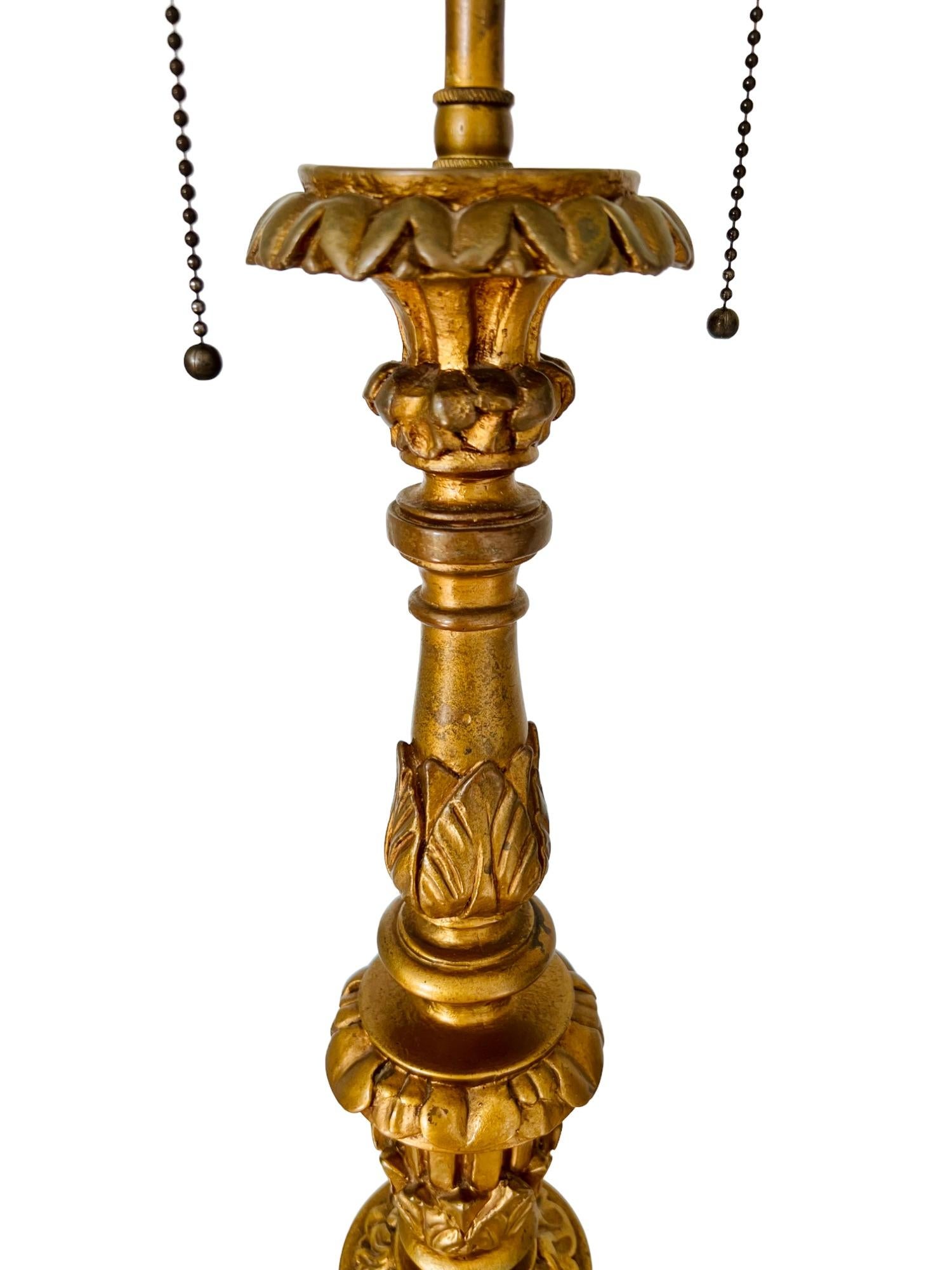 Early 20th Century French Empire Gilt Gesso Lamp For Sale 4