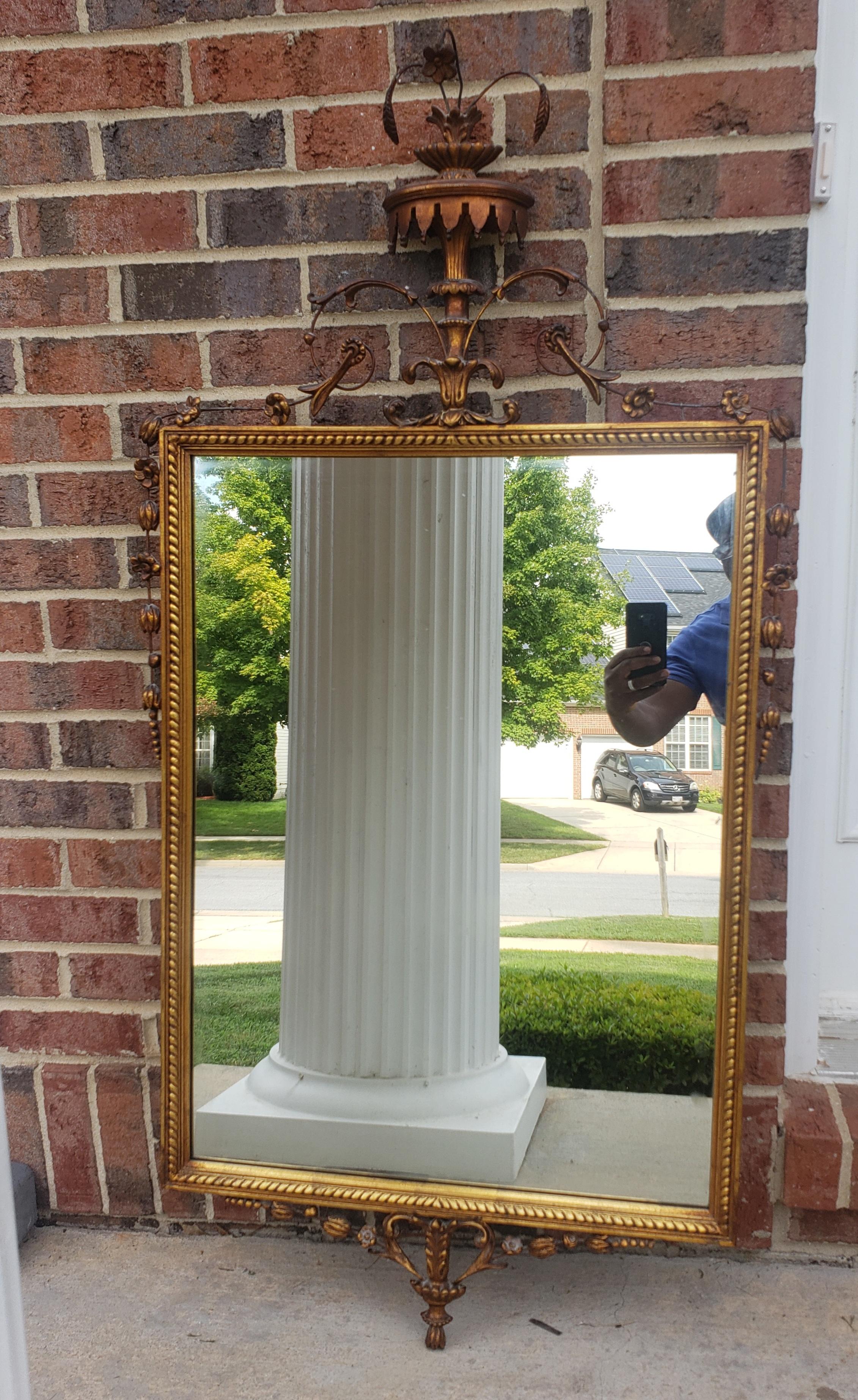 Early 20th Century French Empire style Giltwood Frame Ornate Wall Mirror measuring 25.5
