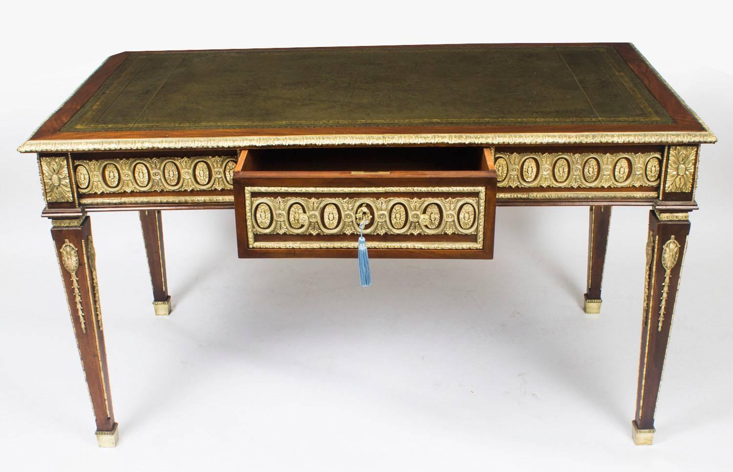 Early 20th Century French Empire Revival Bureau Plat Desk Writing Table In Excellent Condition In London, GB