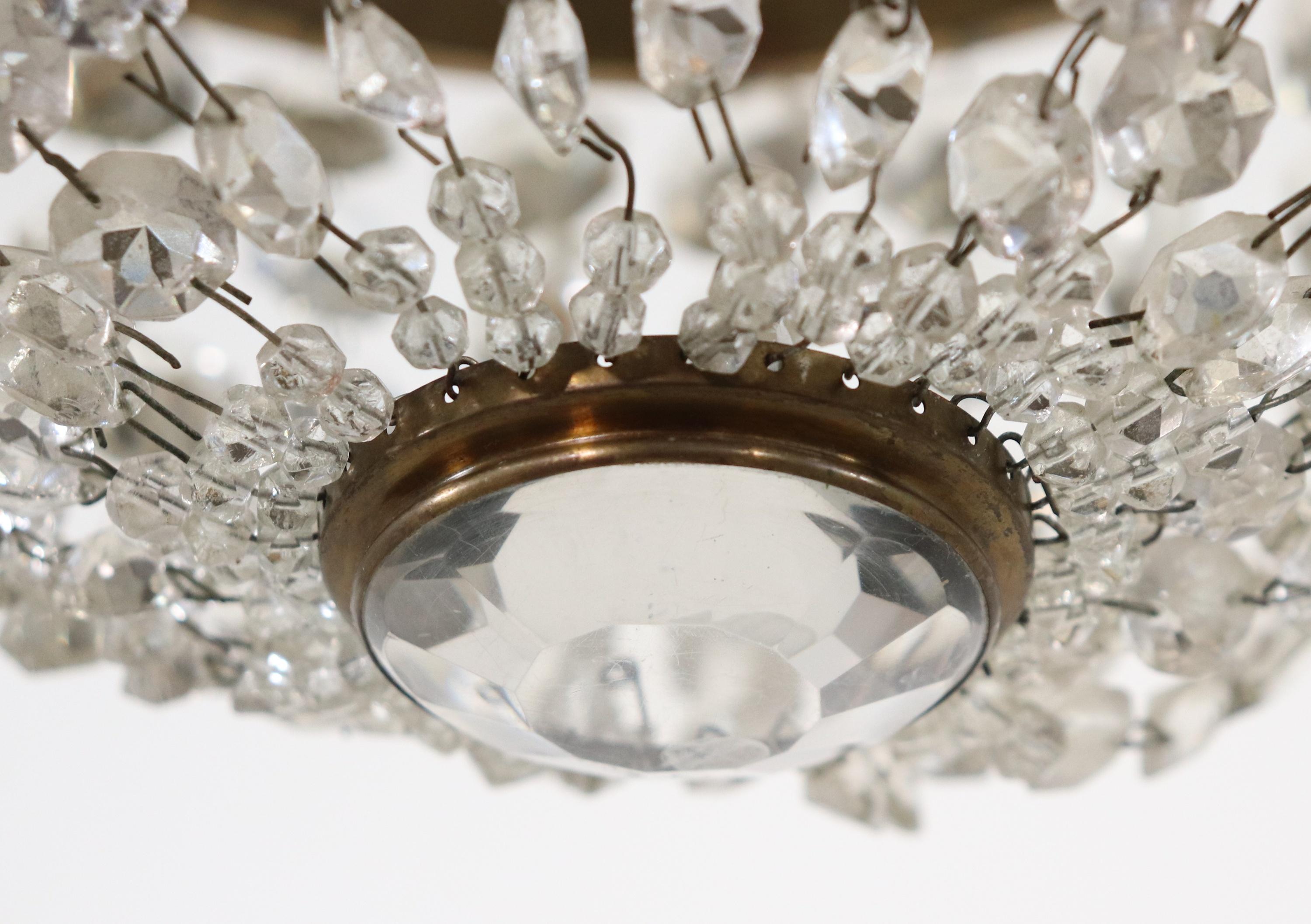 Lampadario di cristallo con perline in stile impero francese dei primi del Novecento in vendita 5