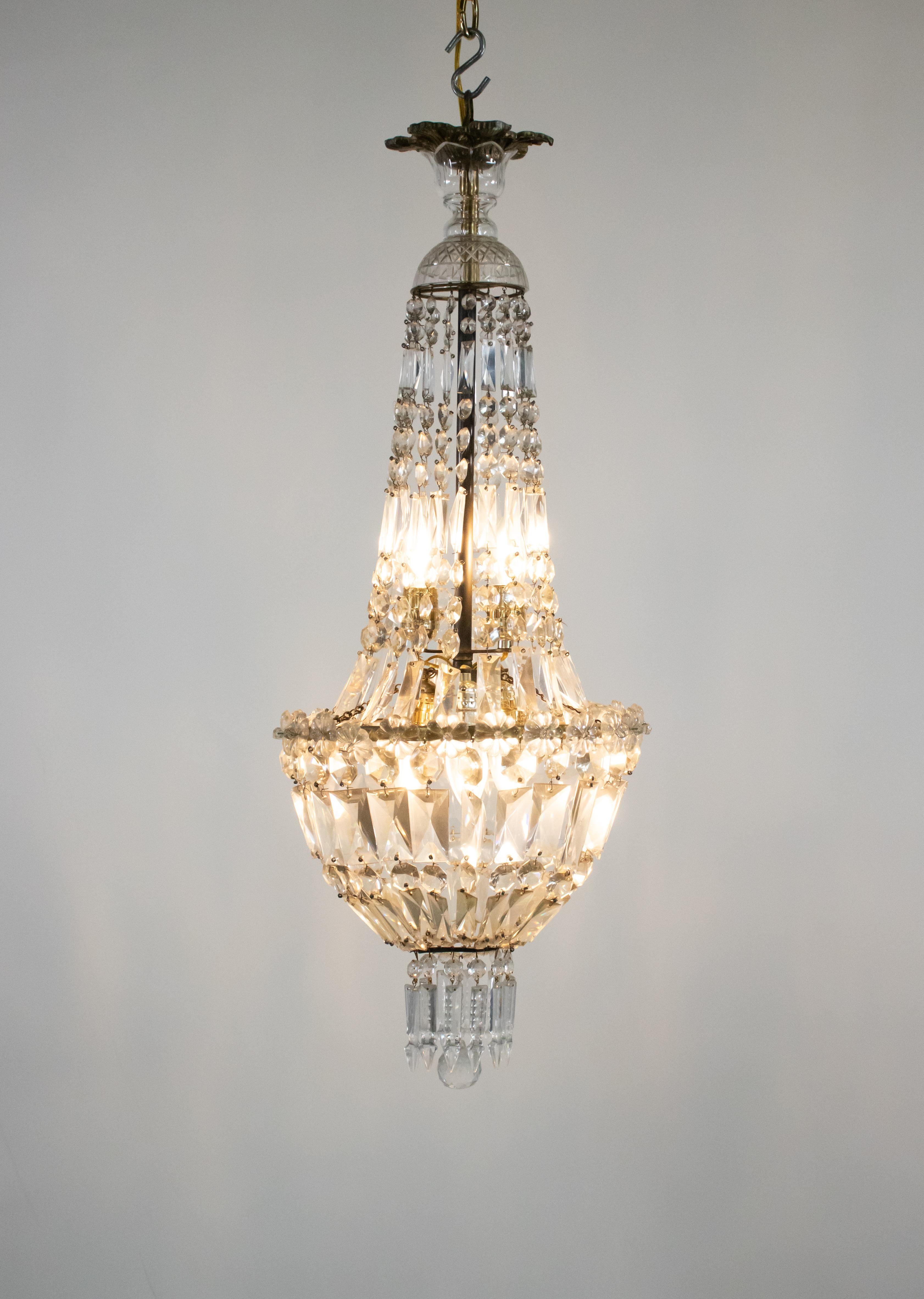 Early 20th Century French Empire Style Crystal Chandelier In Good Condition In Chicago, IL