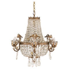 Early 20th-Century French Empire-Style Crystal Chandelier with Art Nouveau Influ