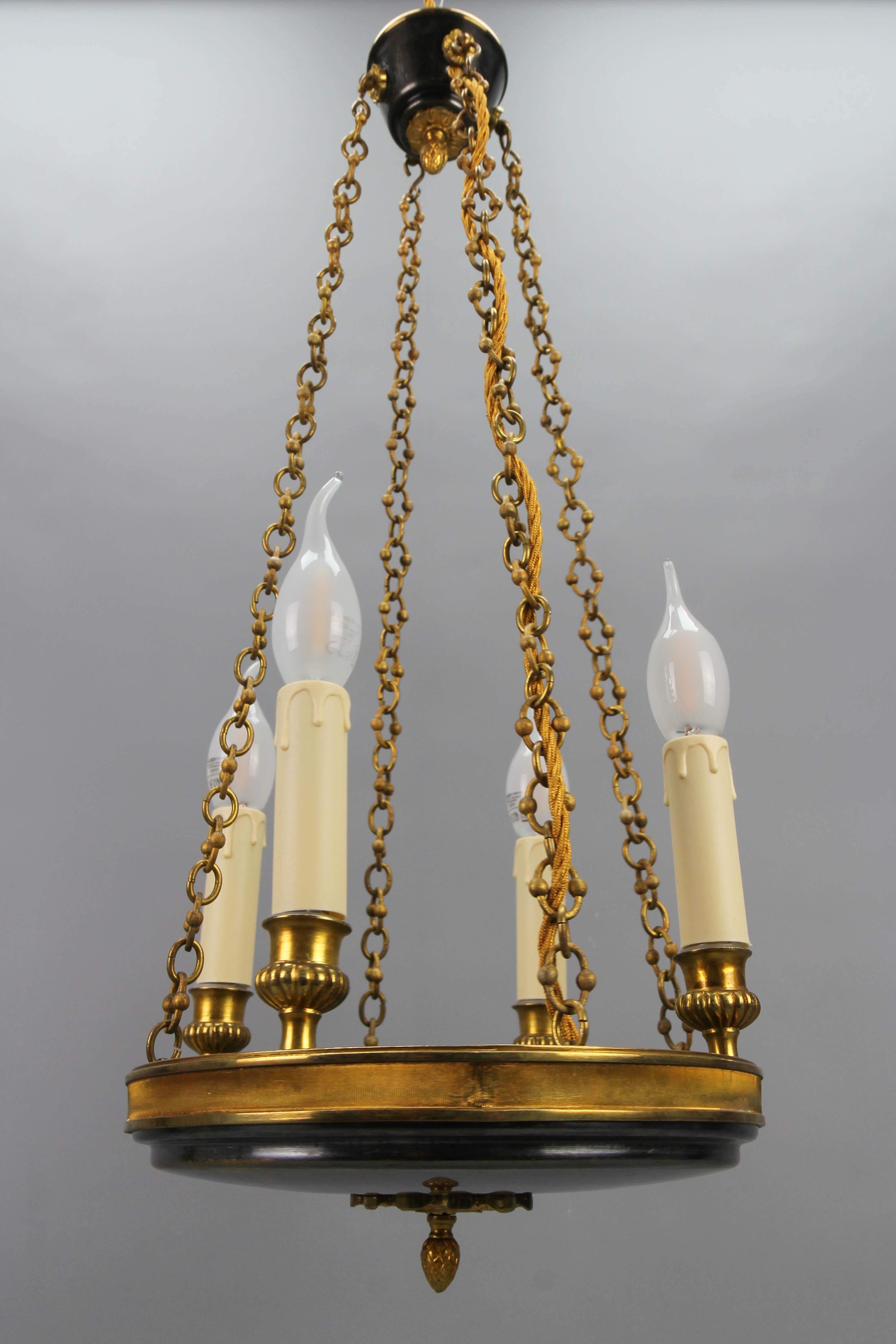 Early 20th Century French Empire Style Gilt Bronze Four-Light Chandelier 6