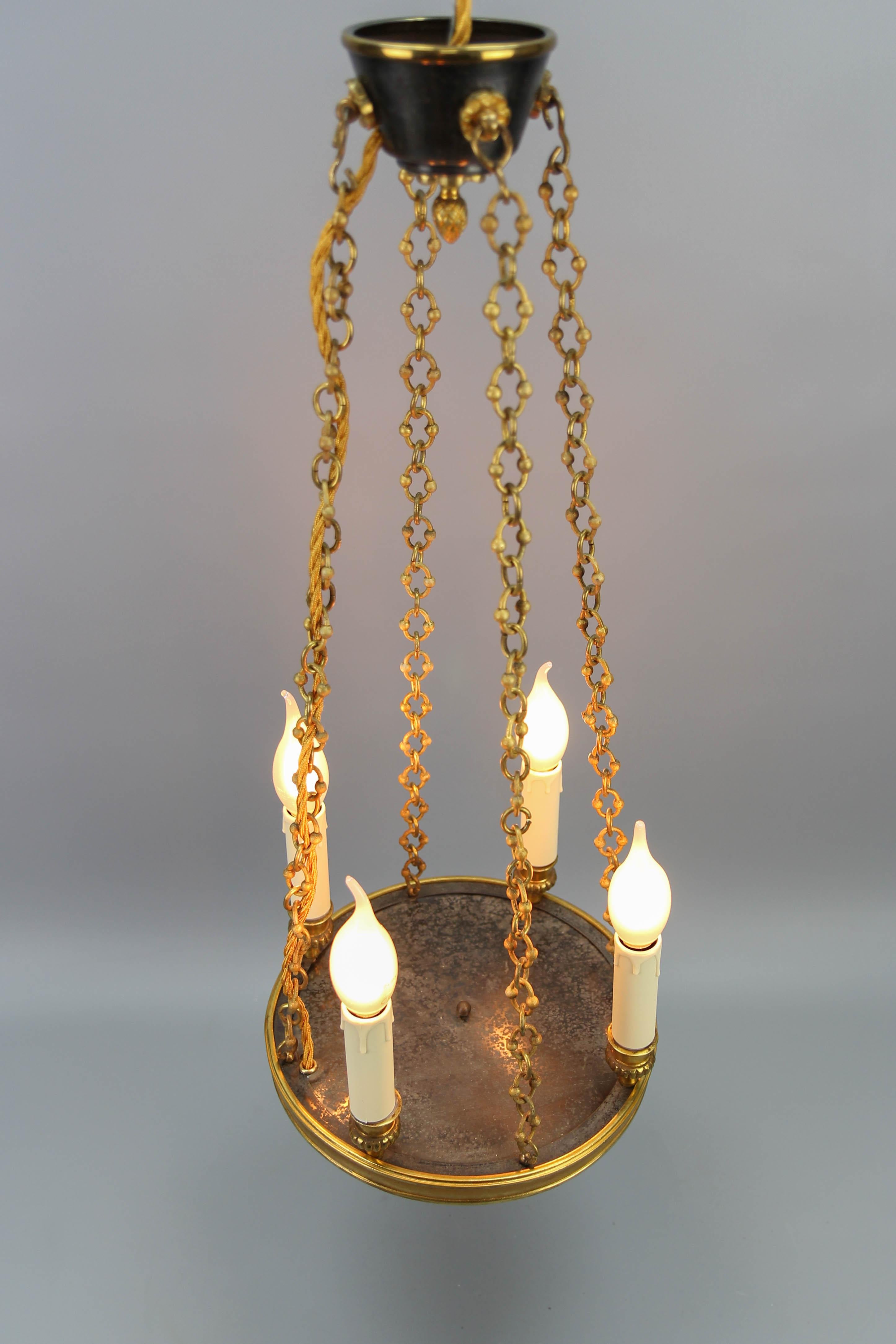 Early 20th Century French Empire Style Gilt Bronze Four-Light Chandelier 8