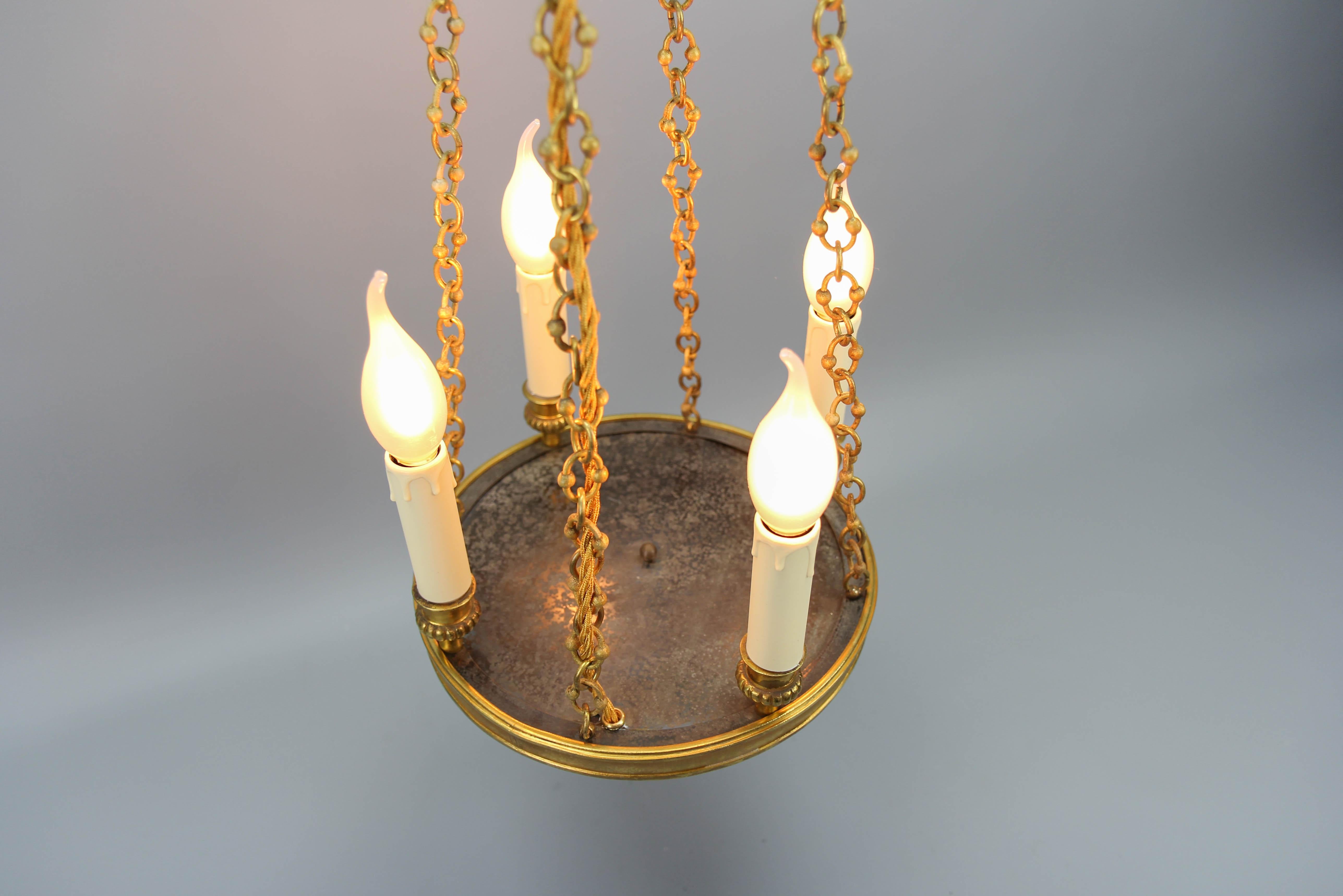 Early 20th Century French Empire Style Gilt Bronze Four-Light Chandelier 9