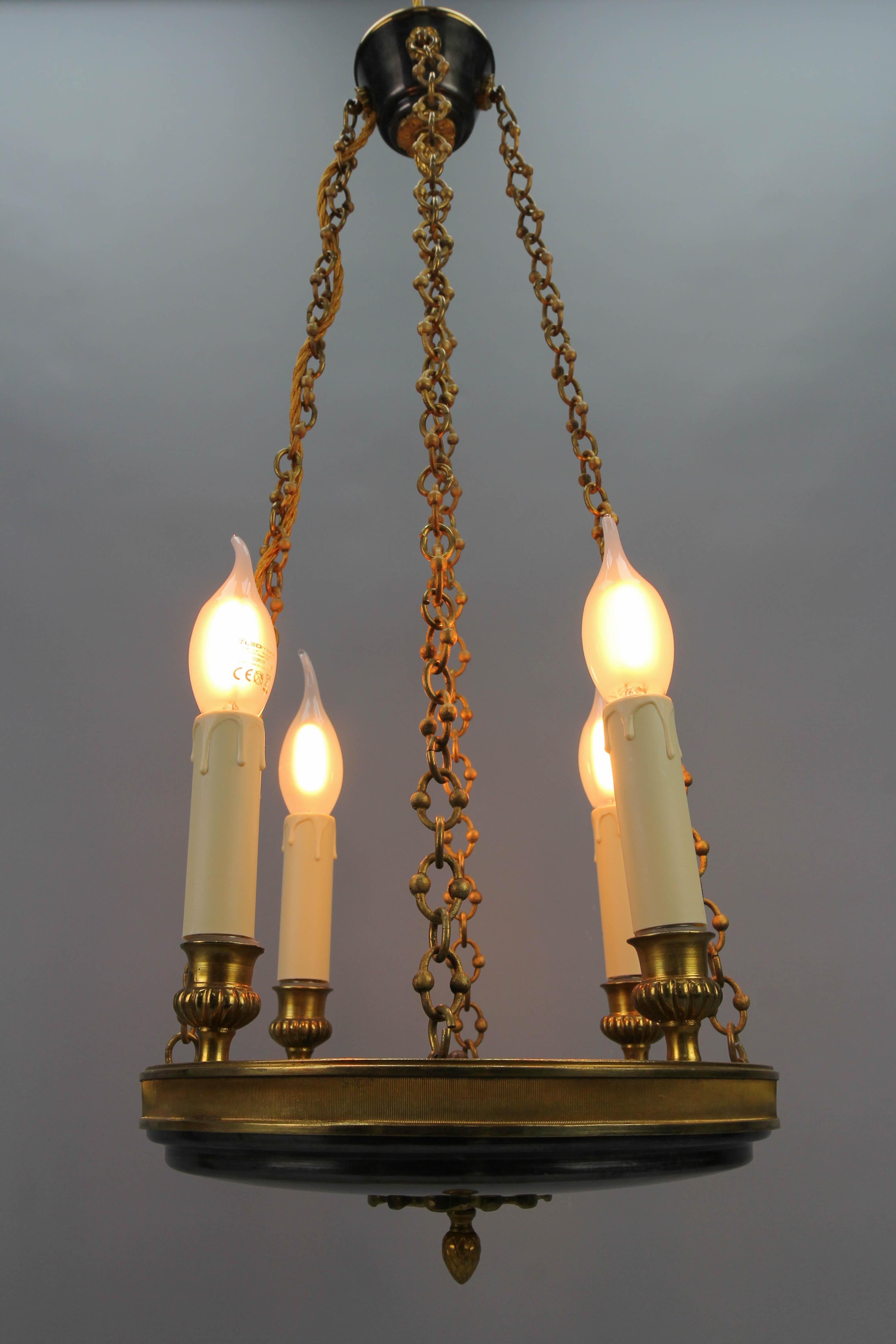 Early 20th Century French Empire Style Gilt Bronze Four-Light Chandelier 13