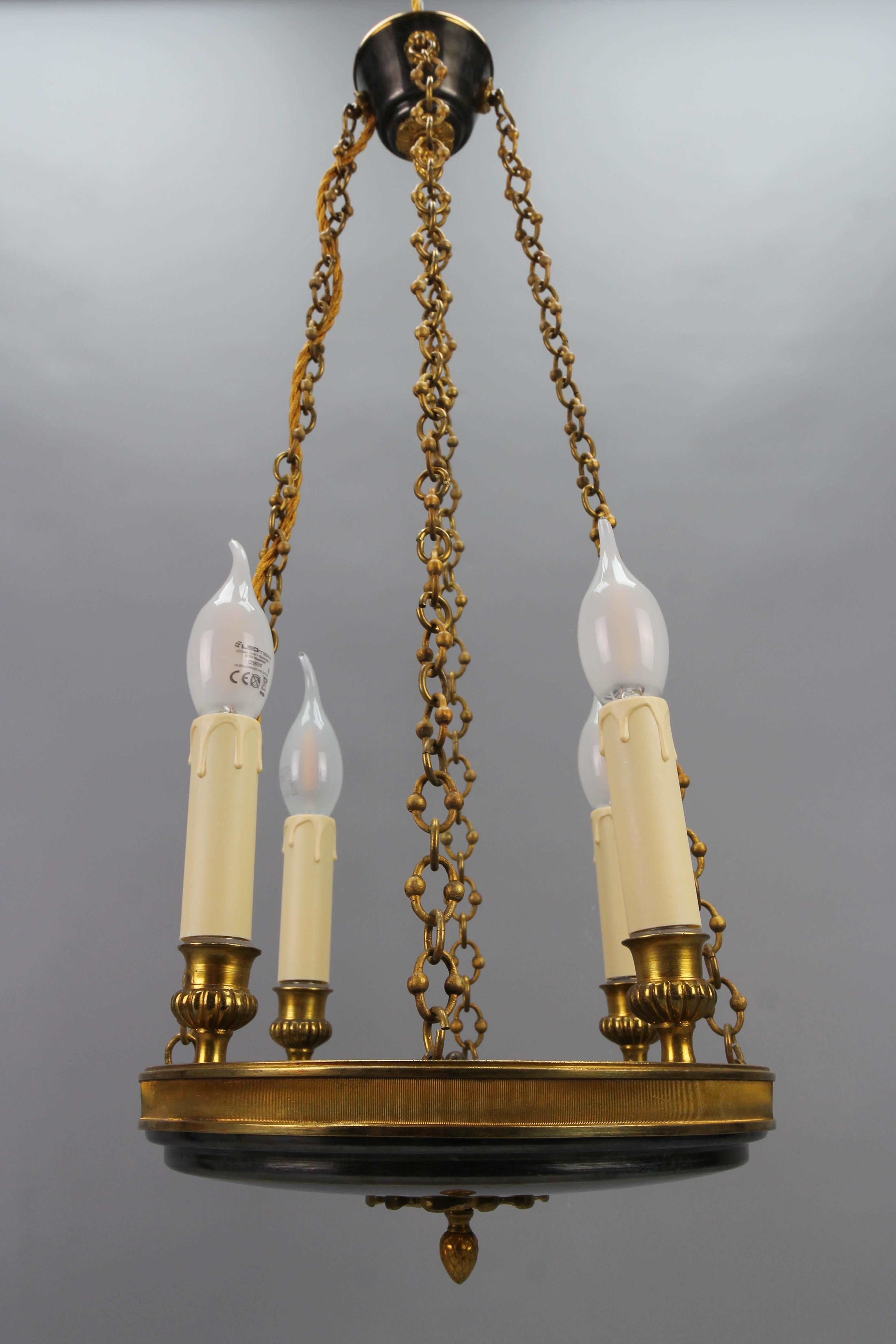 Early 20th Century French Empire Style Gilt Bronze Four-Light Chandelier 14