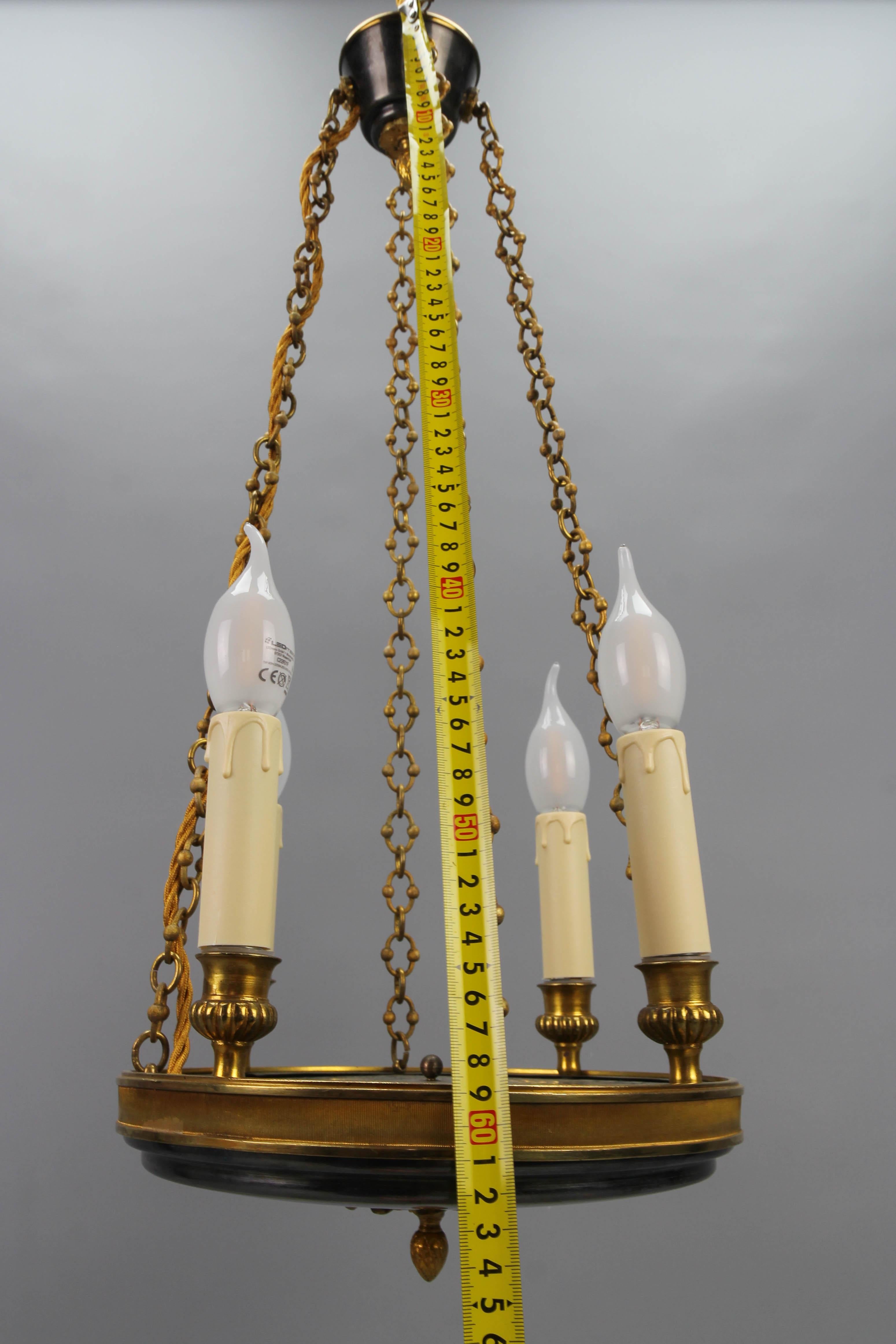 Early 20th Century French Empire Style Gilt Bronze Four-Light Chandelier 15