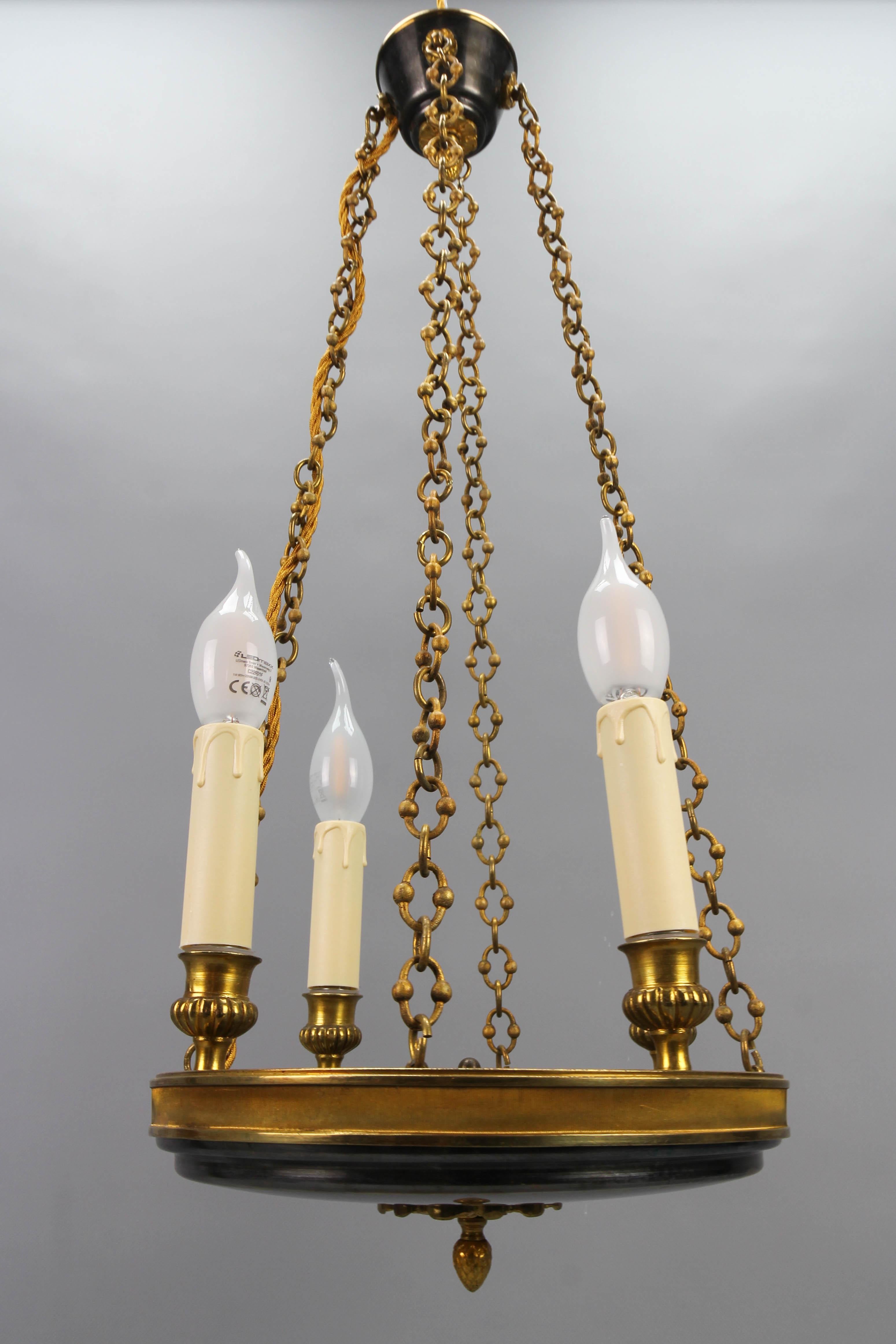Early 20th Century French Empire Style Gilt Bronze Four-Light Chandelier 1