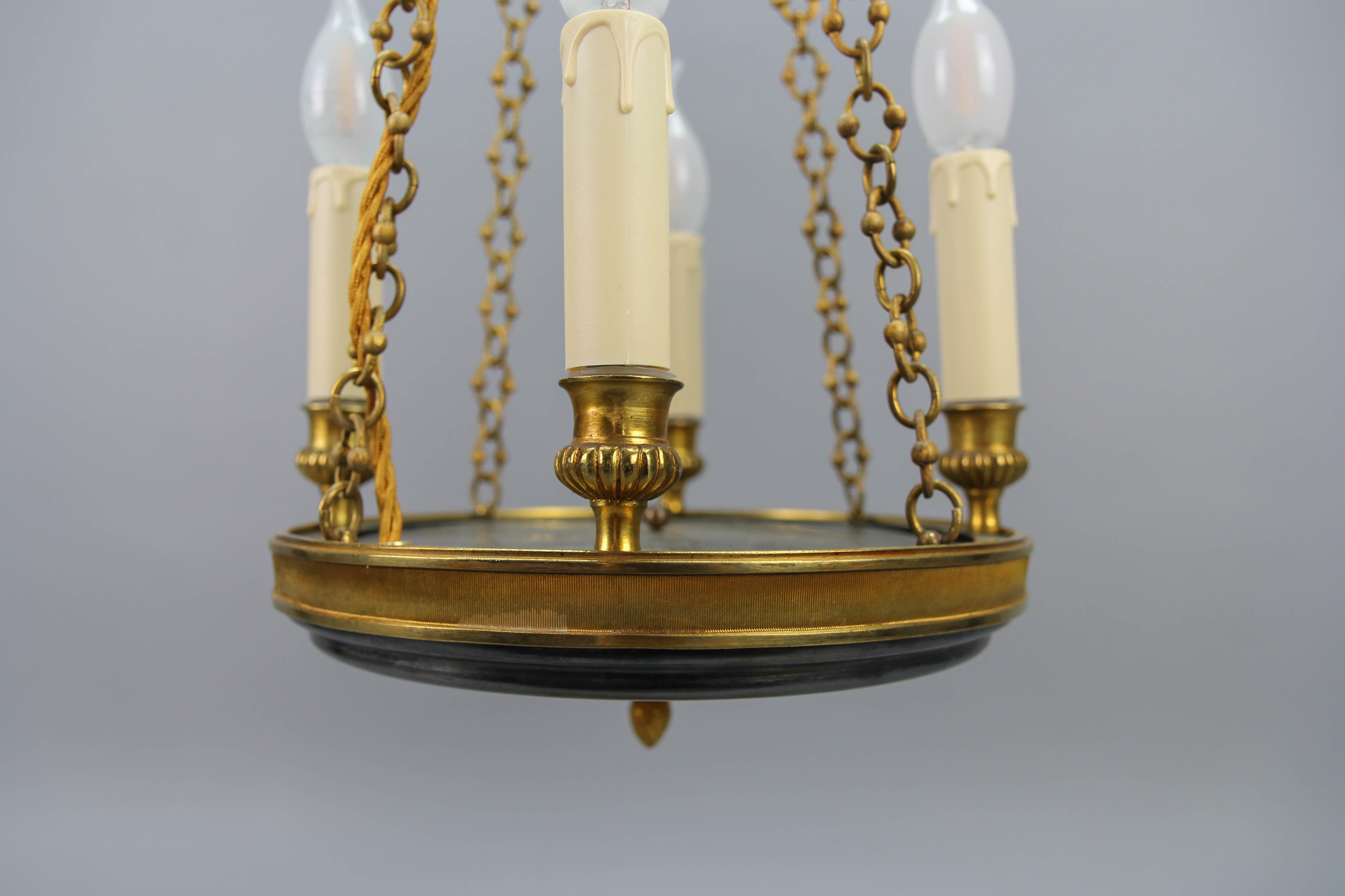 Early 20th Century French Empire Style Gilt Bronze Four-Light Chandelier 2