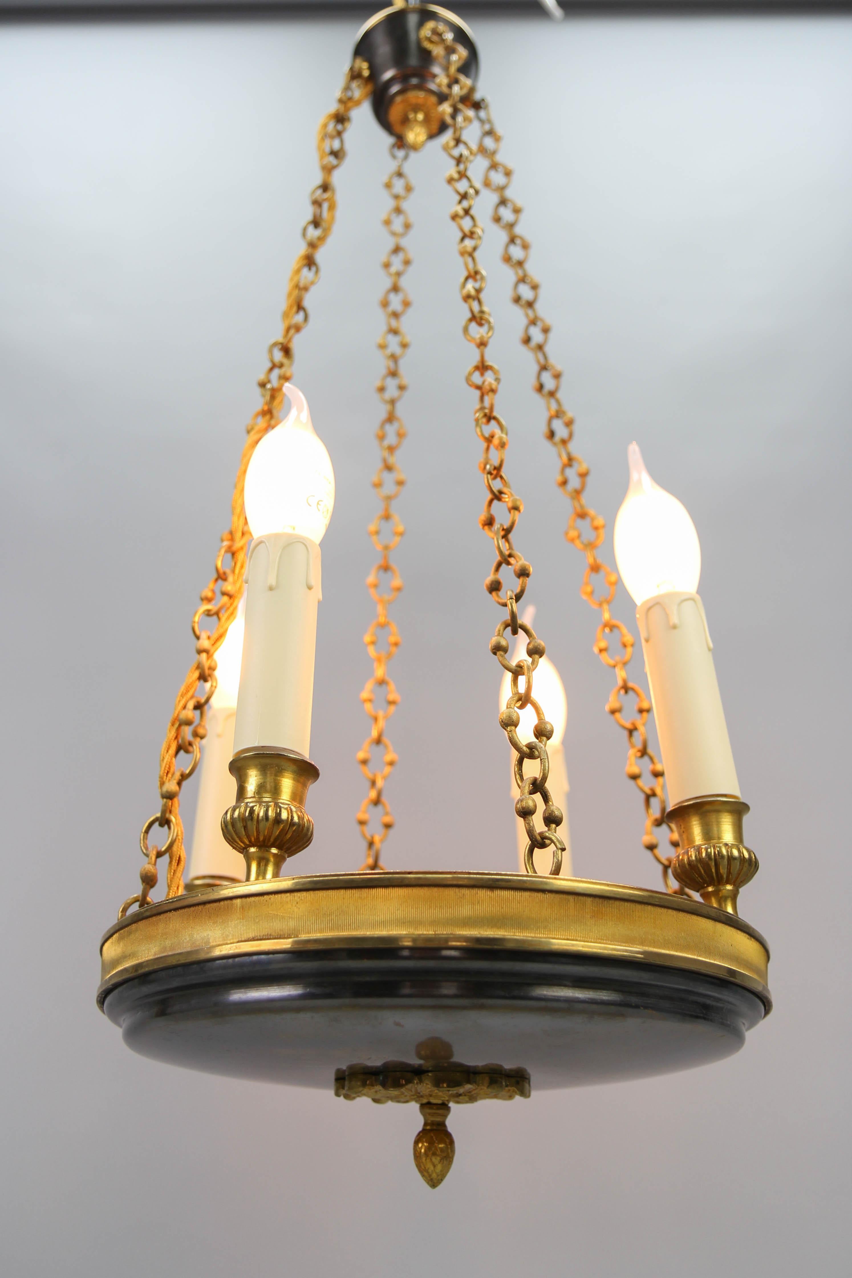 Early 20th Century French Empire Style Gilt Bronze Four-Light Chandelier 4