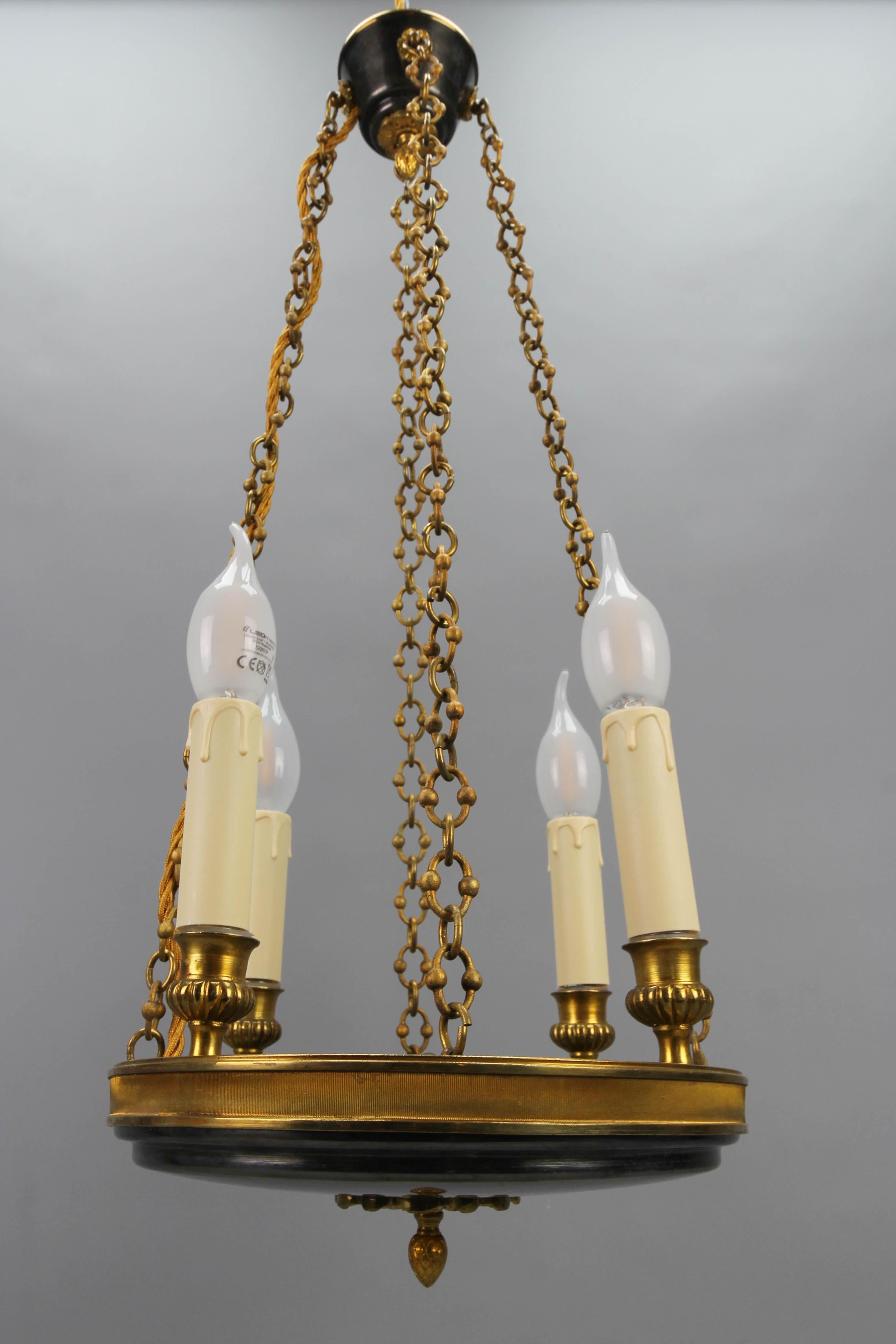Early 20th Century French Empire Style Gilt Bronze Four-Light Chandelier 5