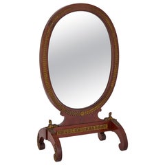 Écran de cheminée en verre et bois d'orme du début du 20e siècle de style Empire français
