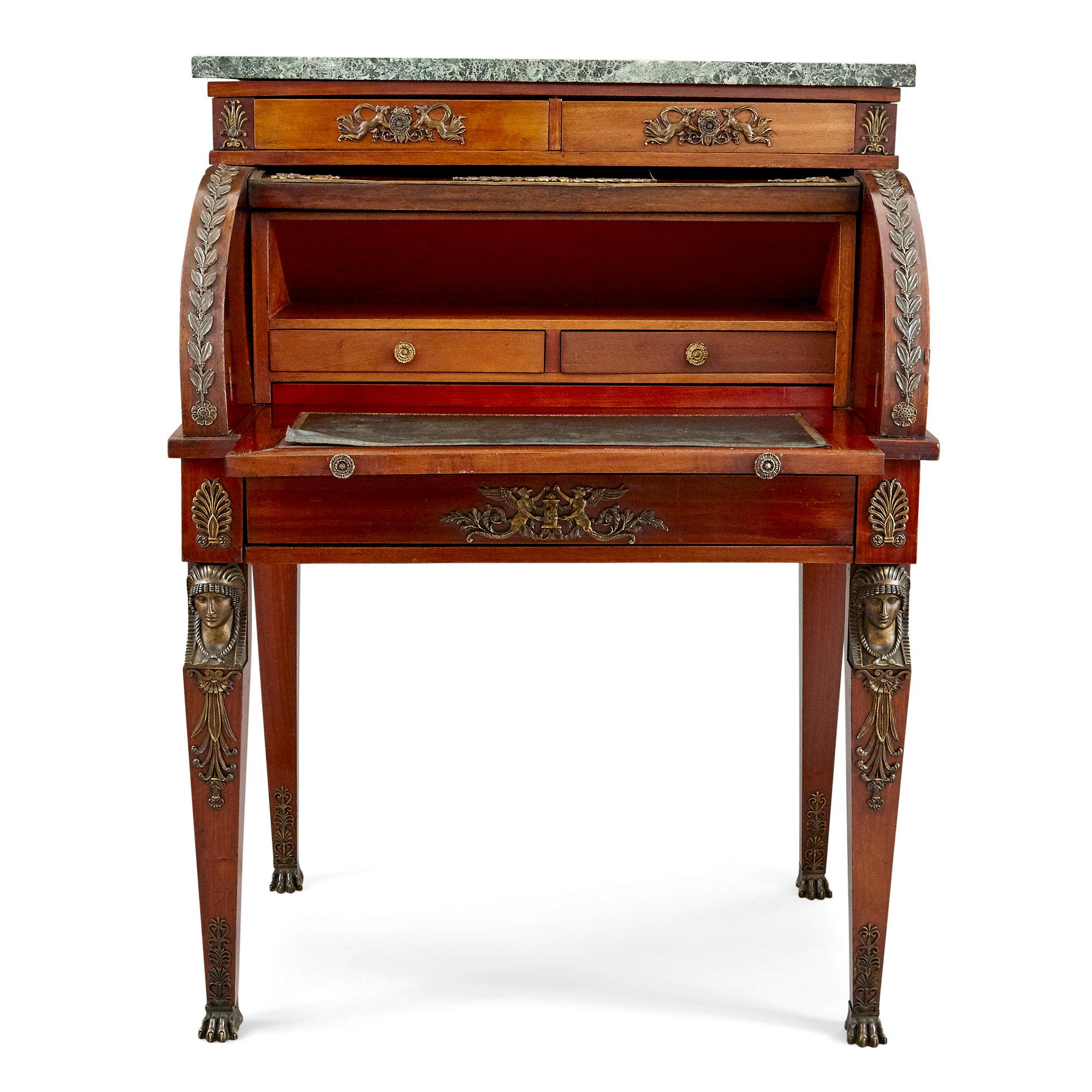 Scrivania Roll-Top in stile impero francese dei primi del Novecento In condizioni buone in vendita a London, GB