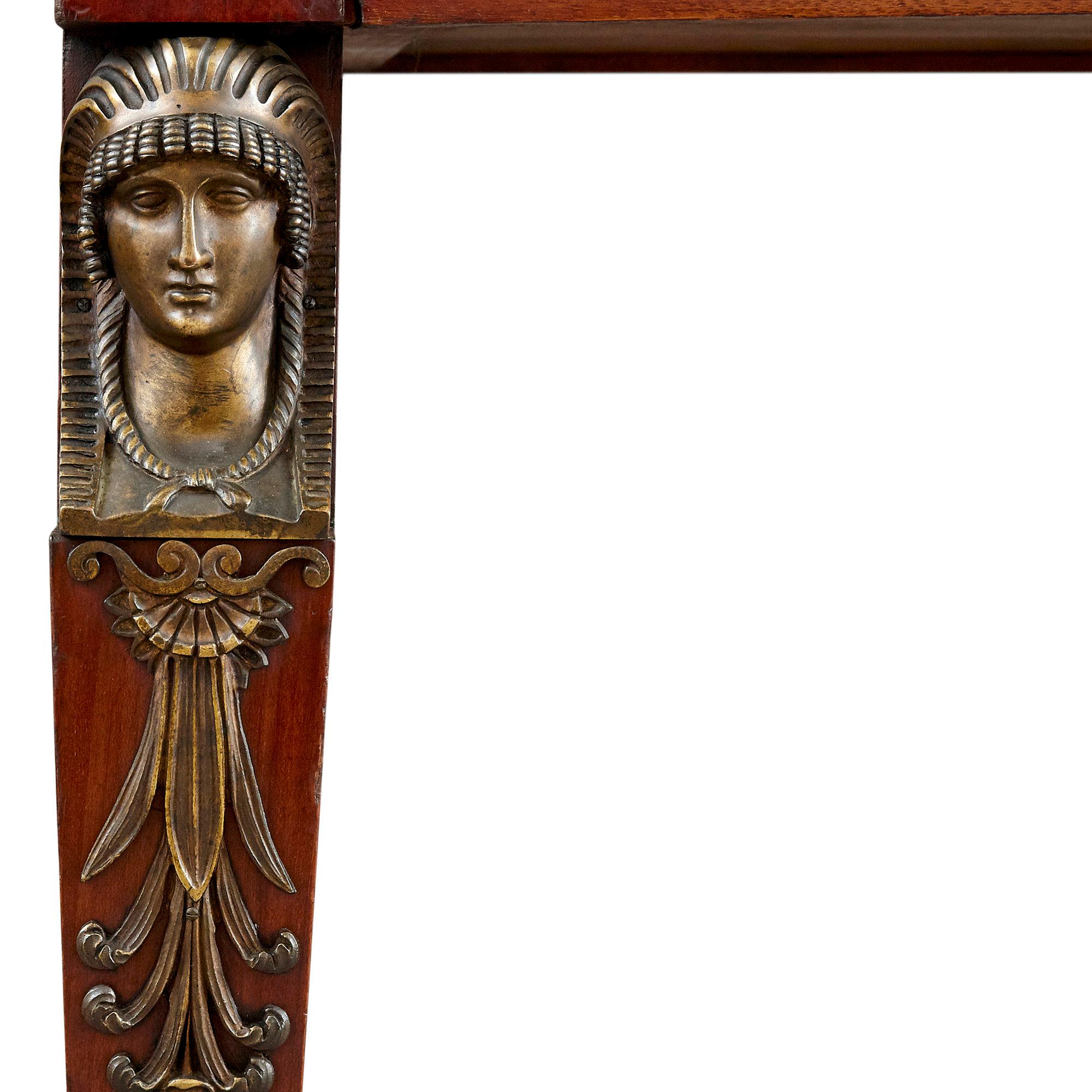 Pelle Scrivania Roll-Top in stile impero francese dei primi del Novecento in vendita