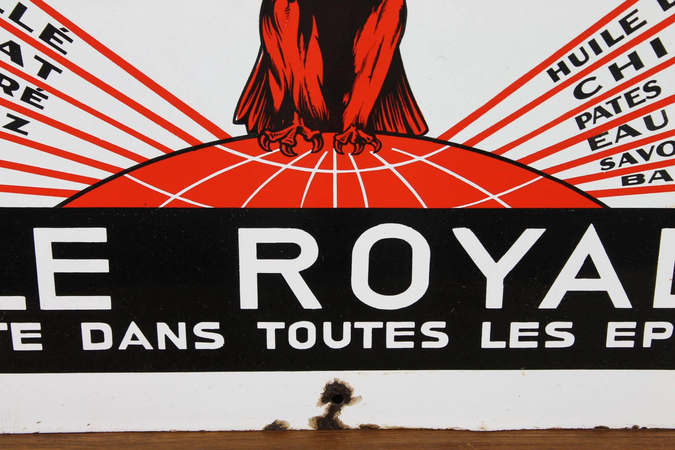 Early 20th Century French Enamel Advertising Sign, Le Royal with Eagle 7