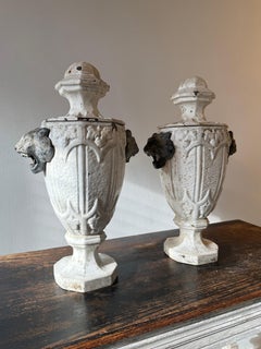 Early 20th Century French Enamelled Cast Iron Urns