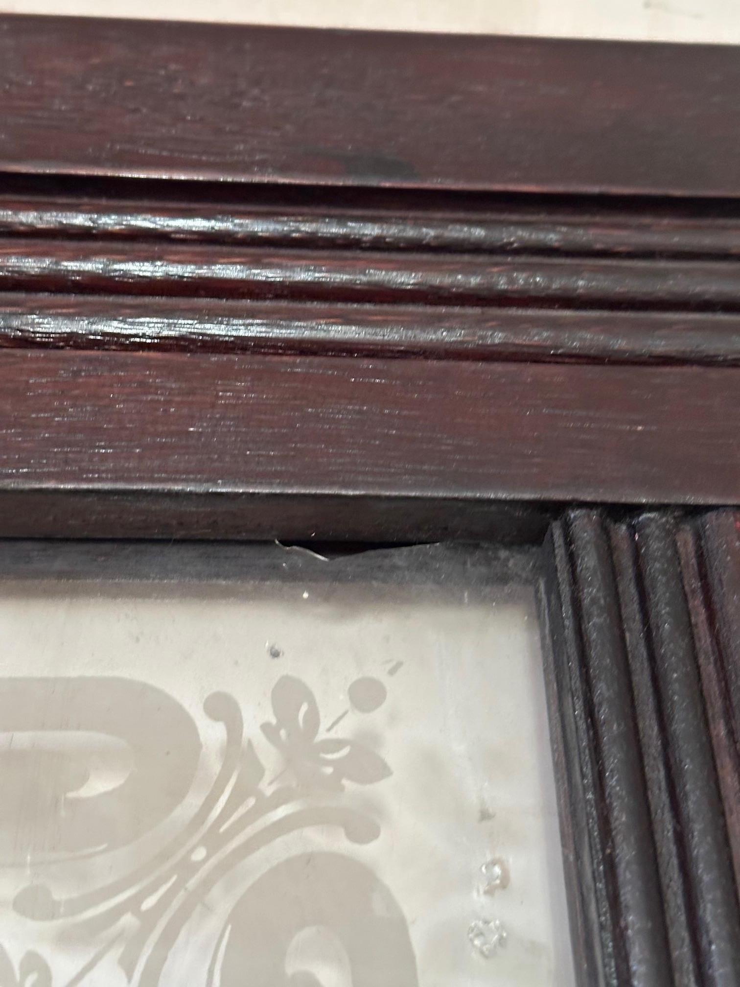 Französische Tür aus graviertem Glas und Nussbaumholz, 1900er Jahre im Angebot 10