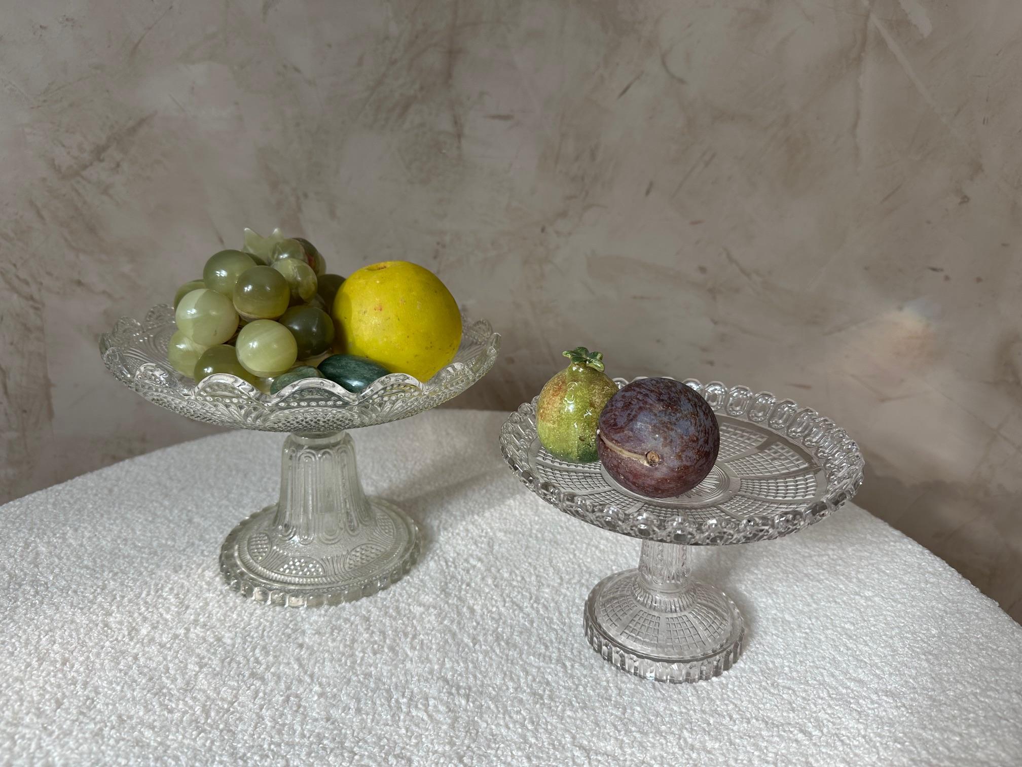 Early 20th century French Engraved Glass Pedestal Dish, 1900s For Sale 7