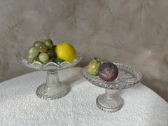 Early 20th century French Engraved Glass Pedestal Dish, 1900s