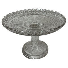 Early 20th century French Engraved Glass Pedestal Dish, 1900s