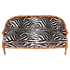 Early 20th Century French Faux Bamboo and Zebra Print Sofa
