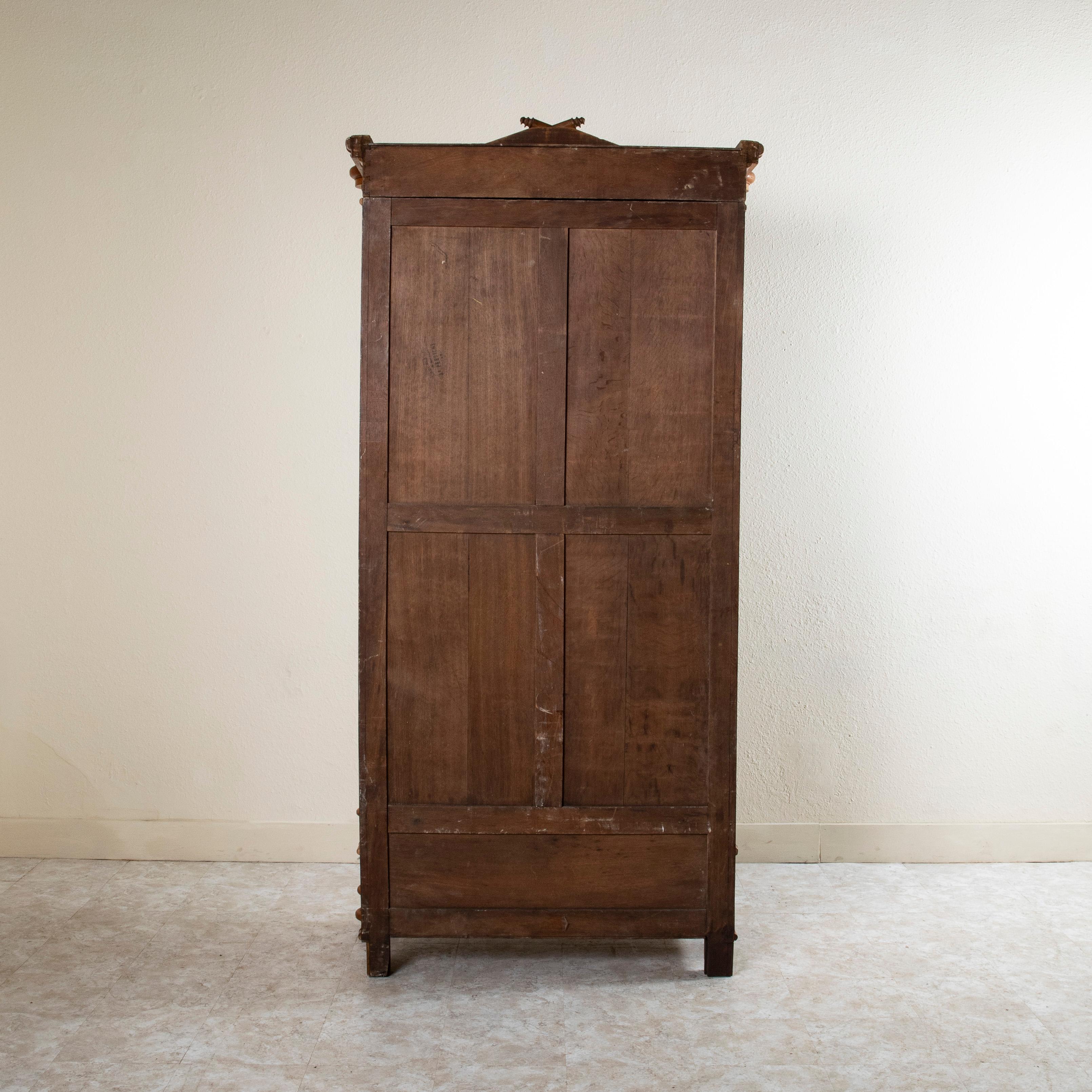 Early 20th Century French Faux Bamboo Armoire or Wardrobe with Mirrors, 96-in H In Good Condition In Fayetteville, AR
