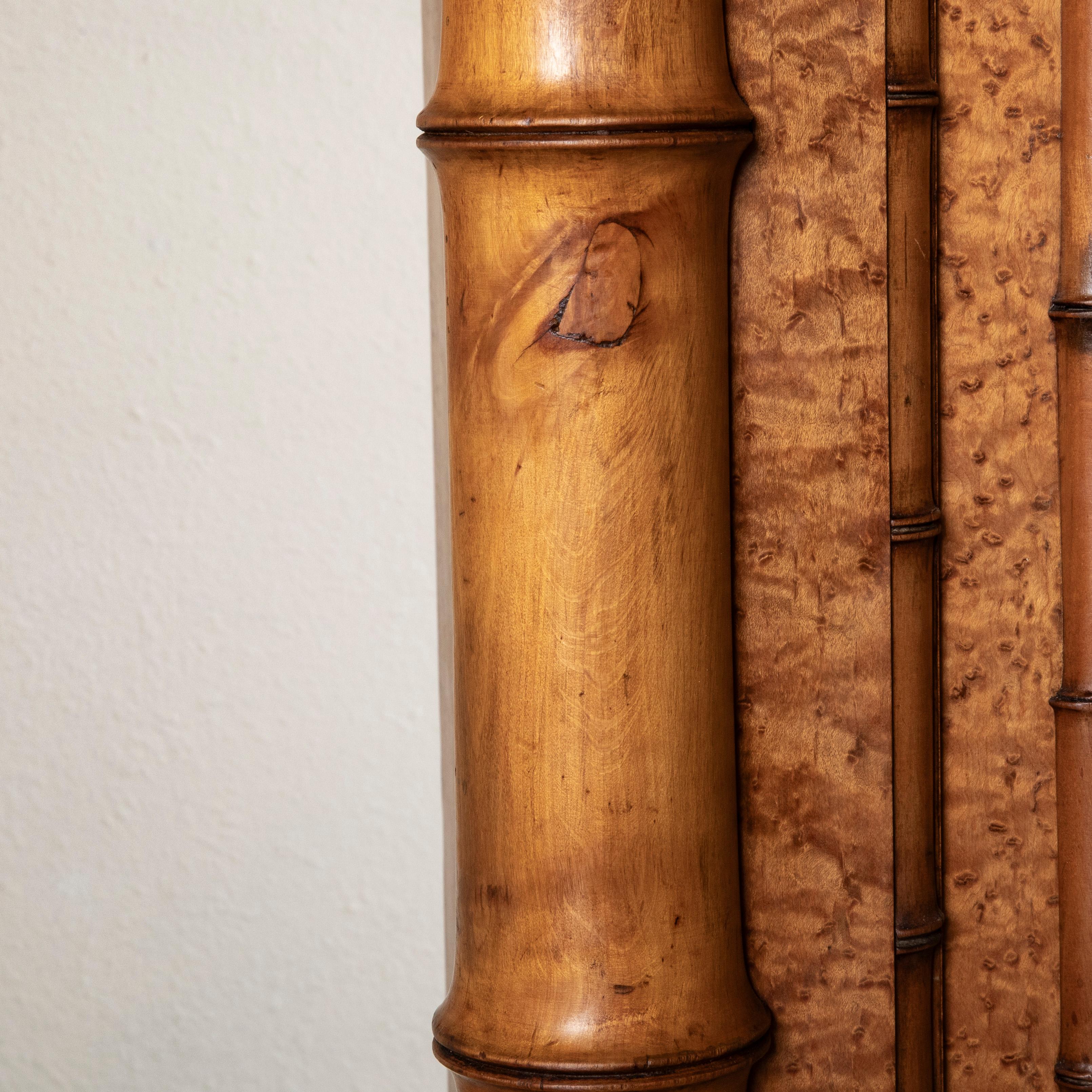 Early 20th Century French Faux Bamboo Armoire or Wardrobe with Mirrors, 96-in H 3