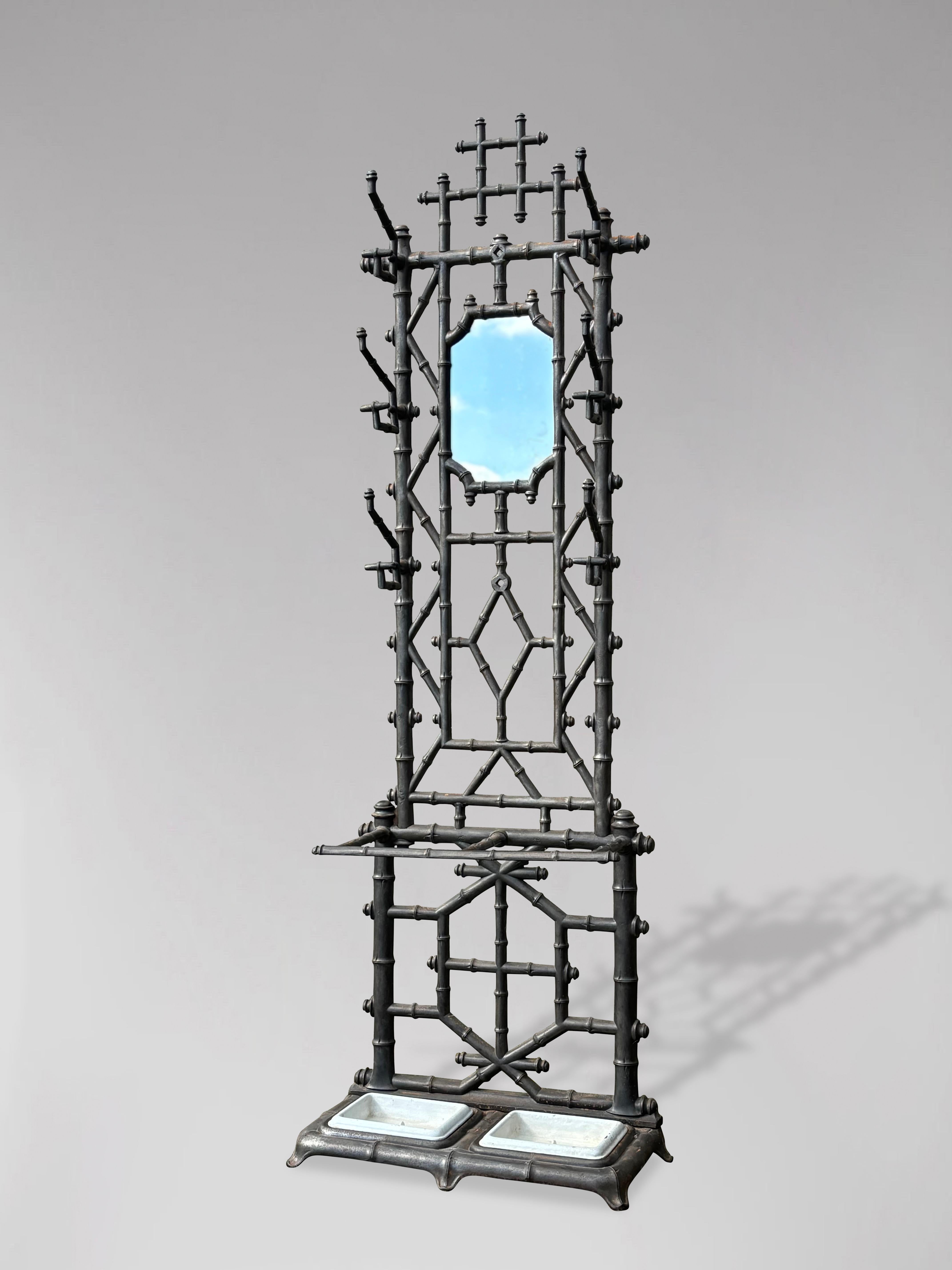 Early 20th Century French Faux Bamboo Cast Iron Hall Stand by Deville Pailliette 6