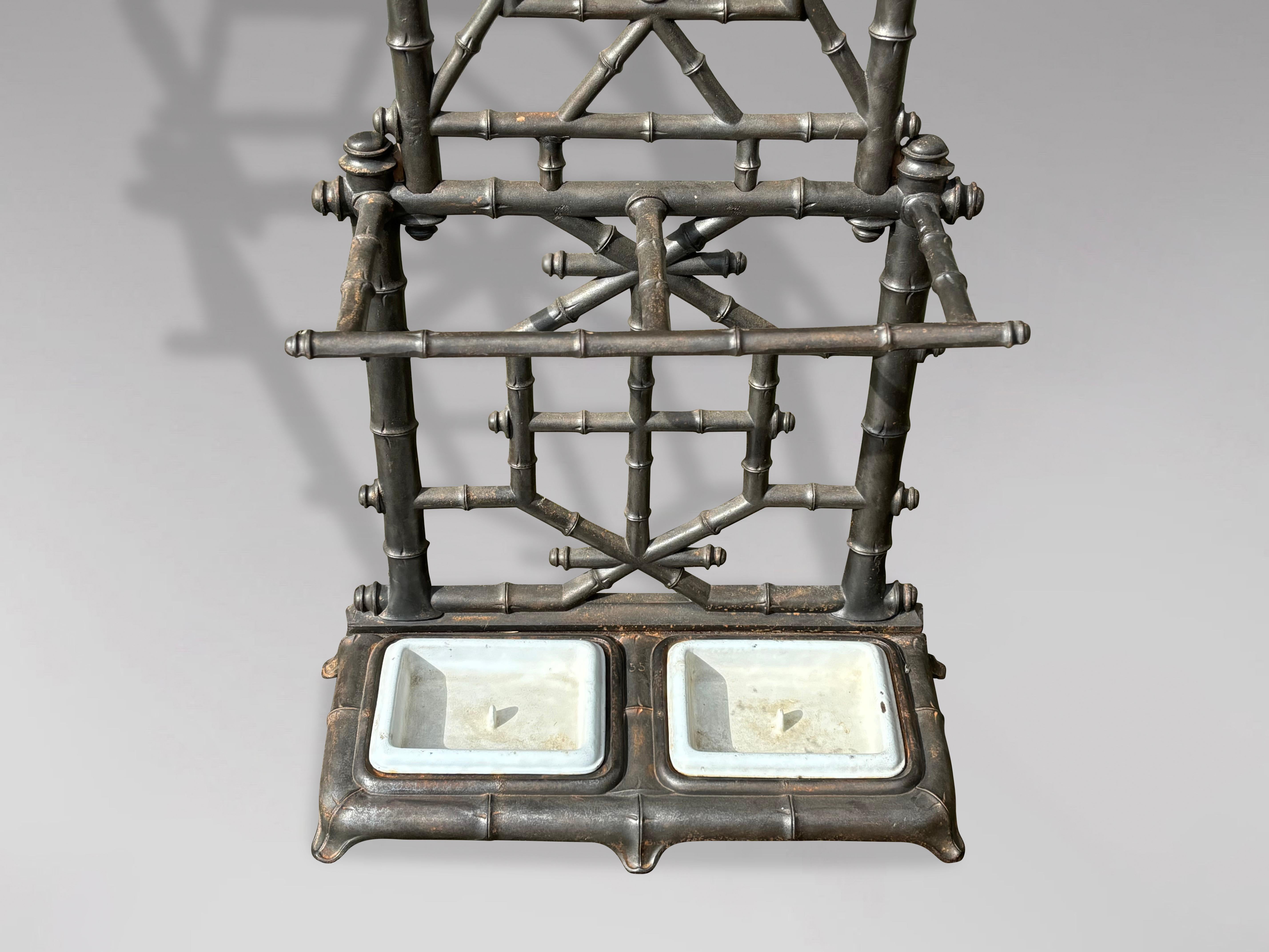 Early 20th Century French Faux Bamboo Cast Iron Hall Stand by Deville Pailliette 7