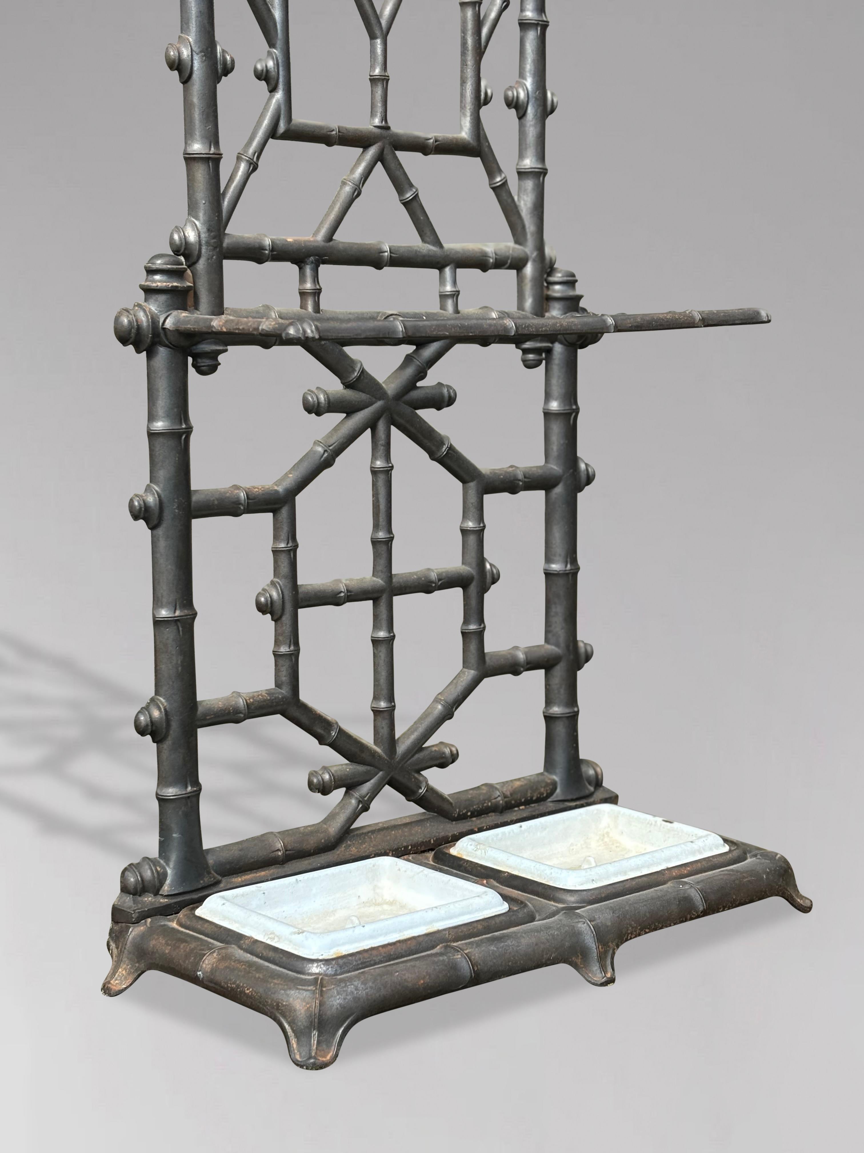 French Provincial Early 20th Century French Faux Bamboo Cast Iron Hall Stand by Deville Pailliette