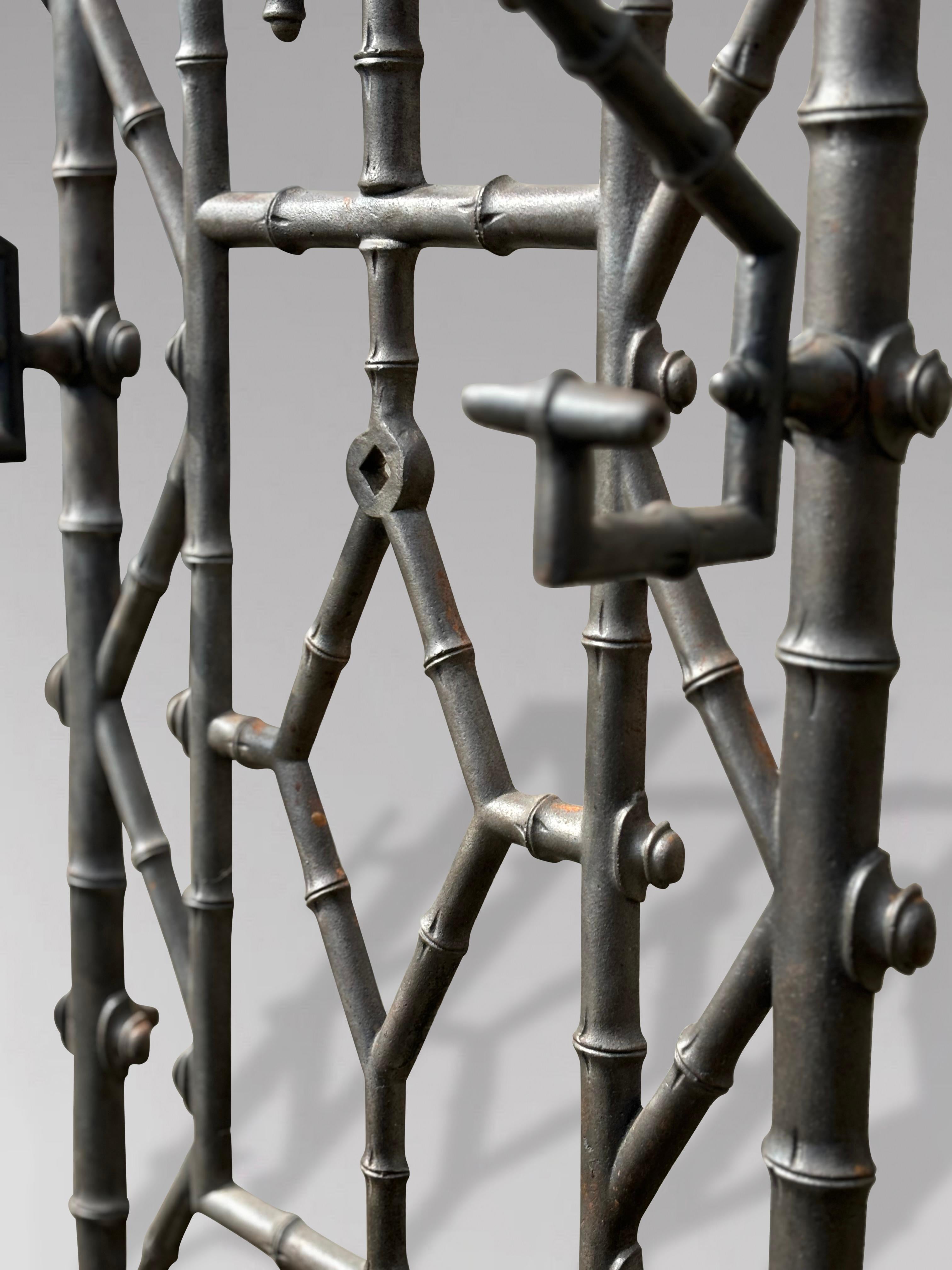 Early 20th Century French Faux Bamboo Cast Iron Hall Stand by Deville Pailliette 1
