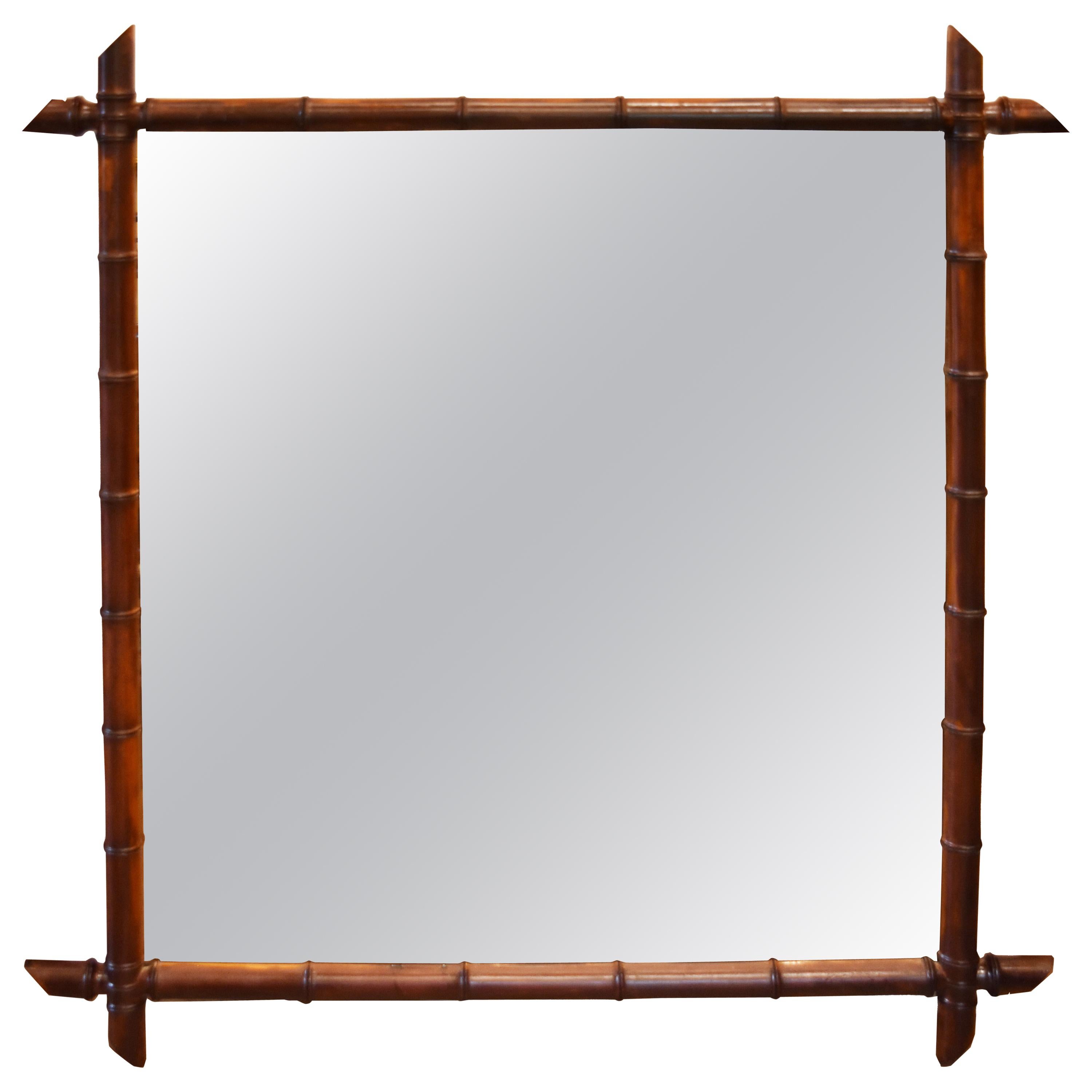 Early 20th Century French Faux Bamboo Mirror For Sale