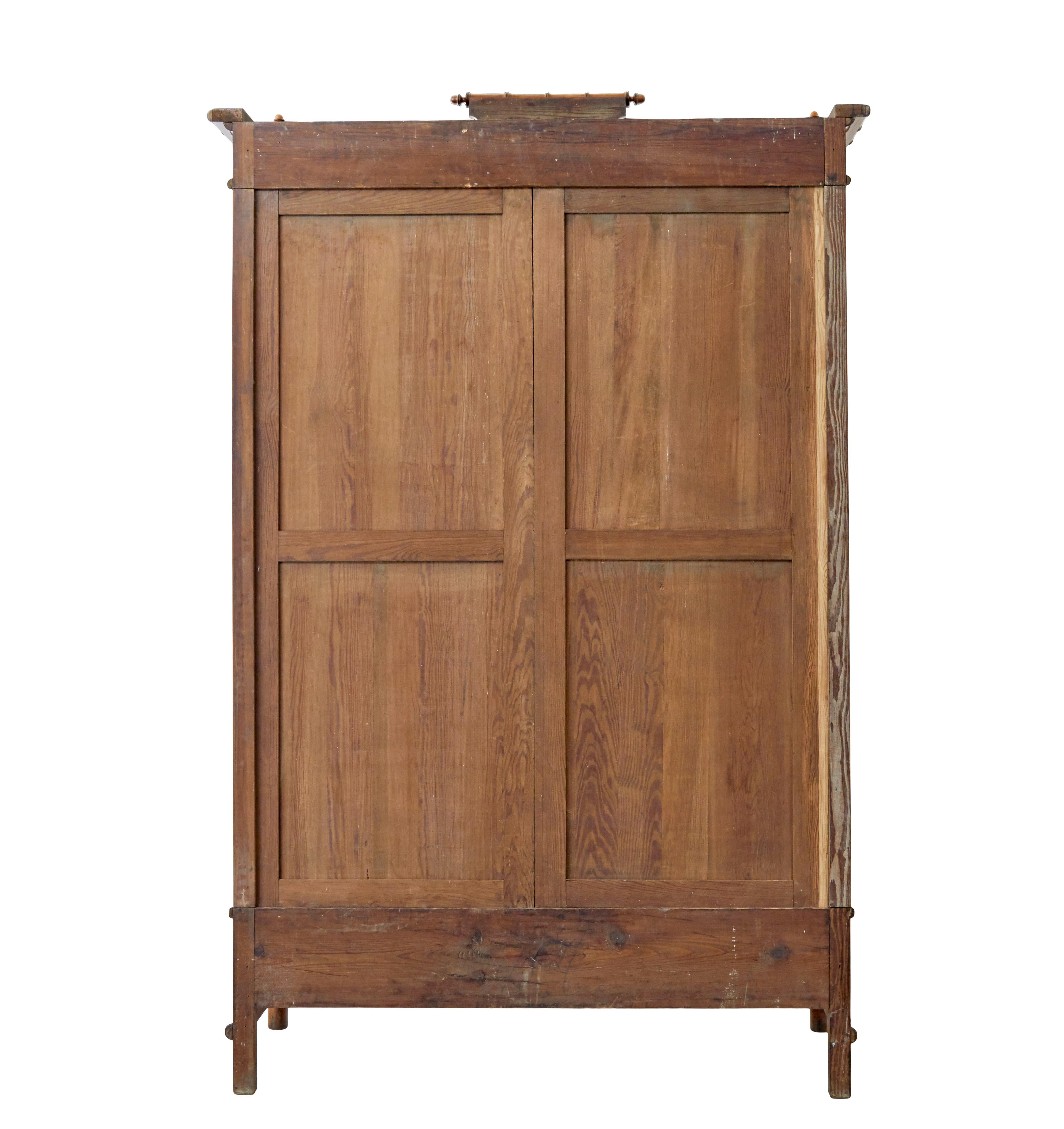 Victorian Early 20th century French faux bamboo pine wardrobe