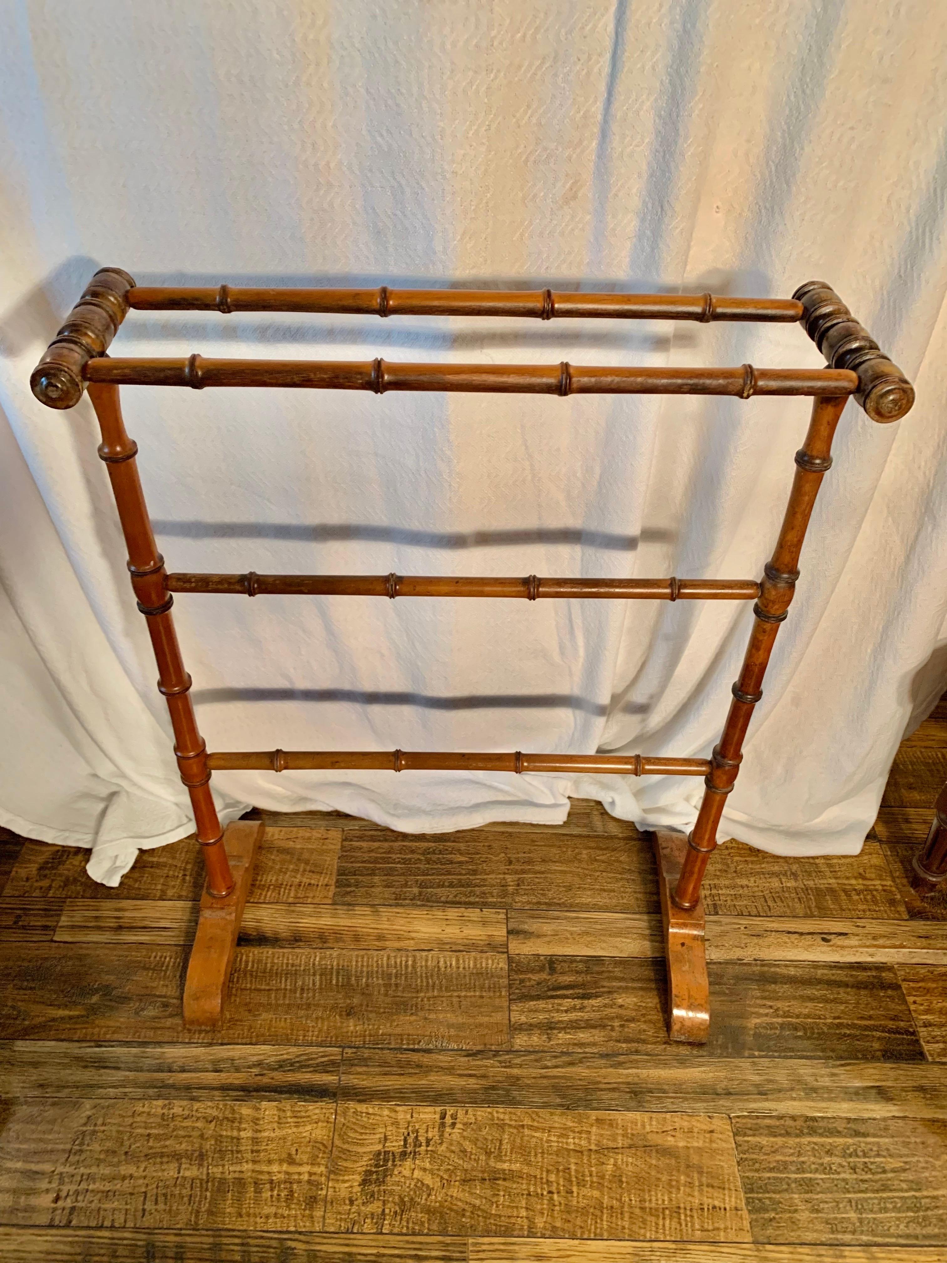 Early 20th Century French Faux Bamboo Towel Rack or Quilt Stand 5