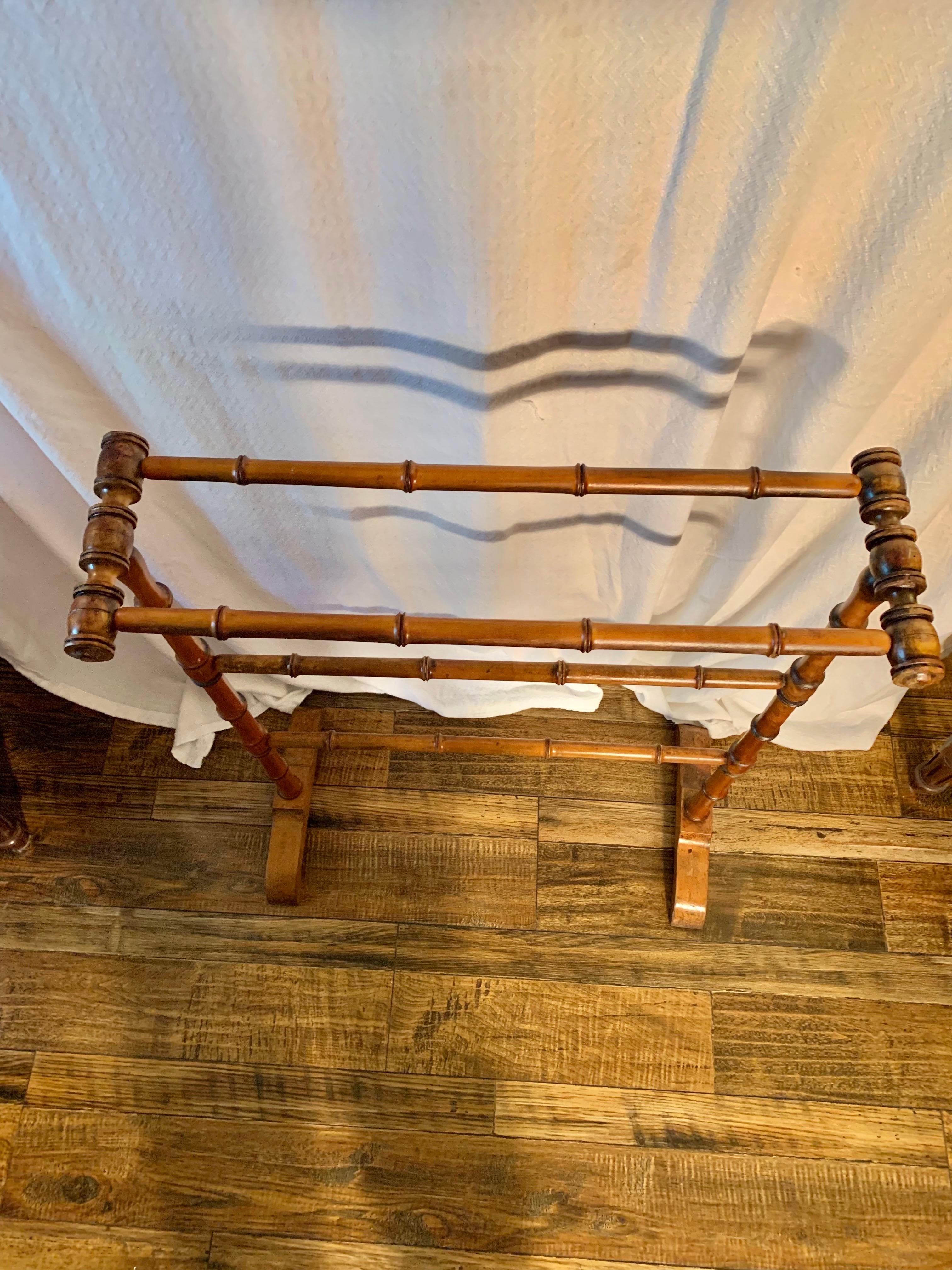 Early 20th Century French Faux Bamboo Towel Rack or Quilt Stand 1