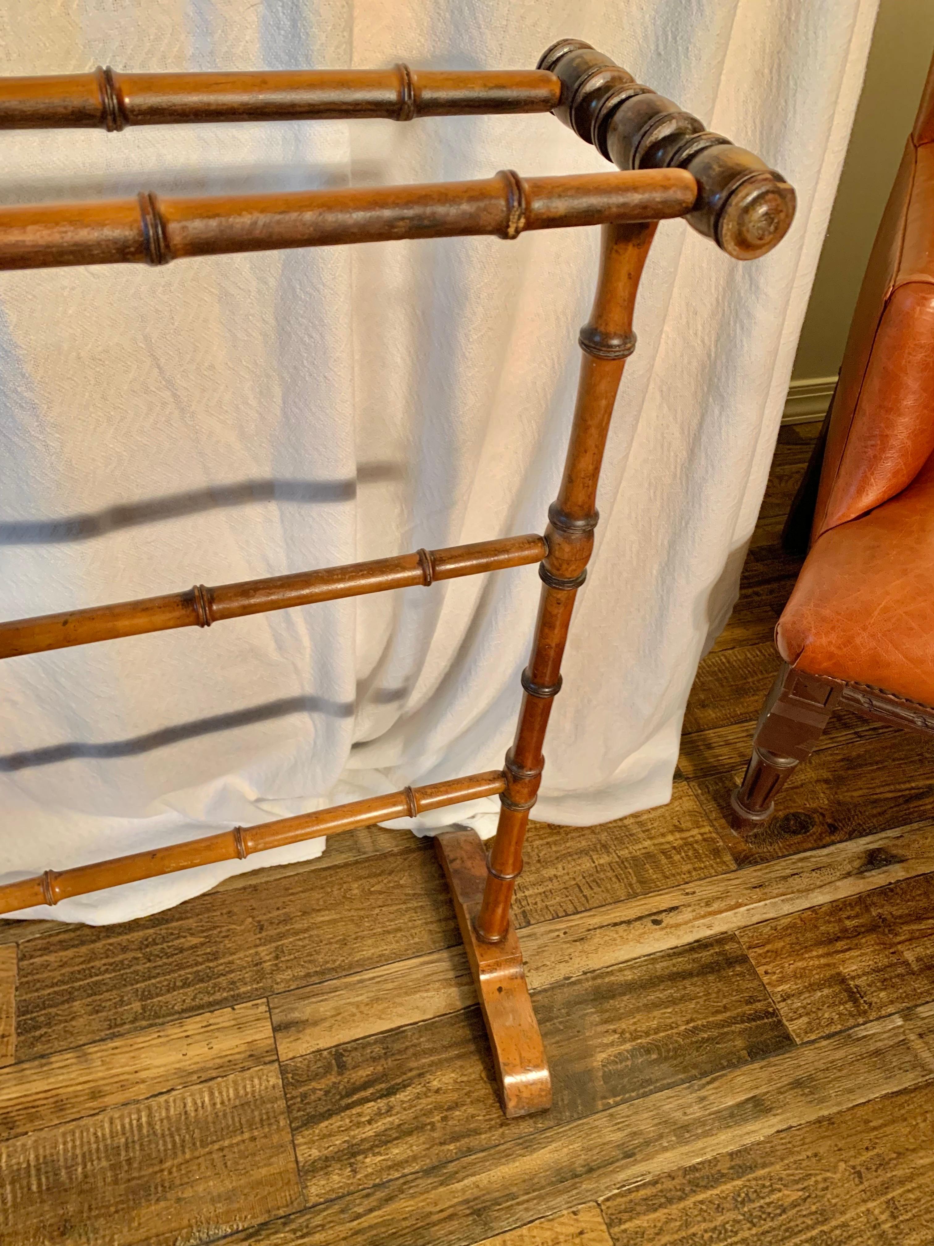 Early 20th Century French Faux Bamboo Towel Rack or Quilt Stand 4